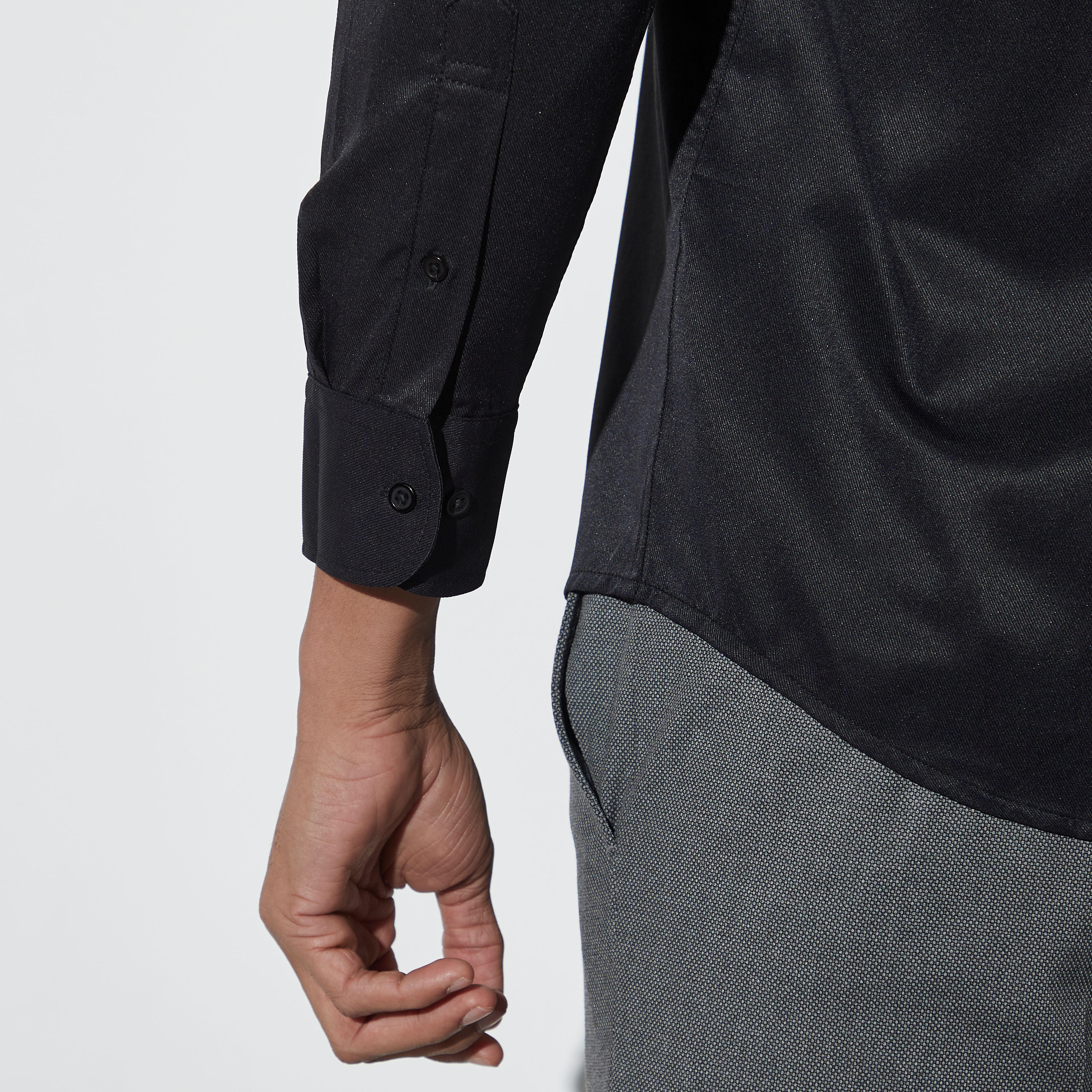قميص سادة سهل الكي بأكمام طويلة وجيب على الصدر-men-clothing-shirts-image-5