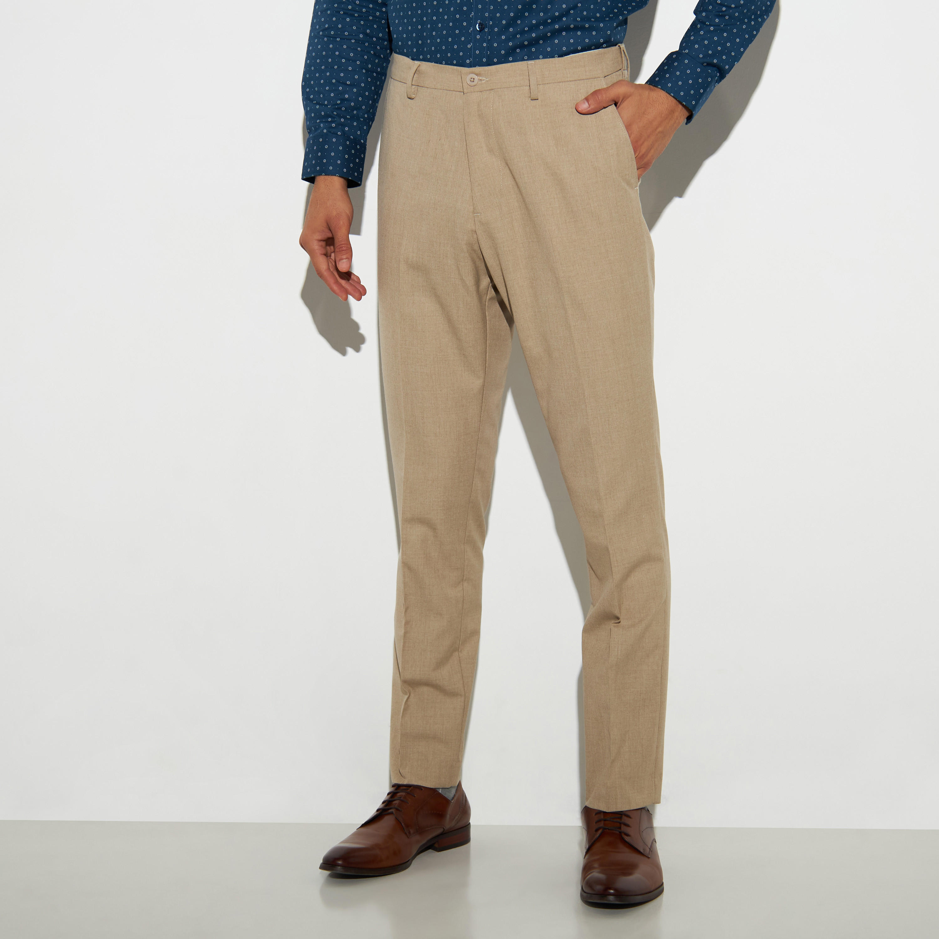 Textured Regular Fit Full Length Trousers-men-clothing-trousersandchinos-trousers-image-1