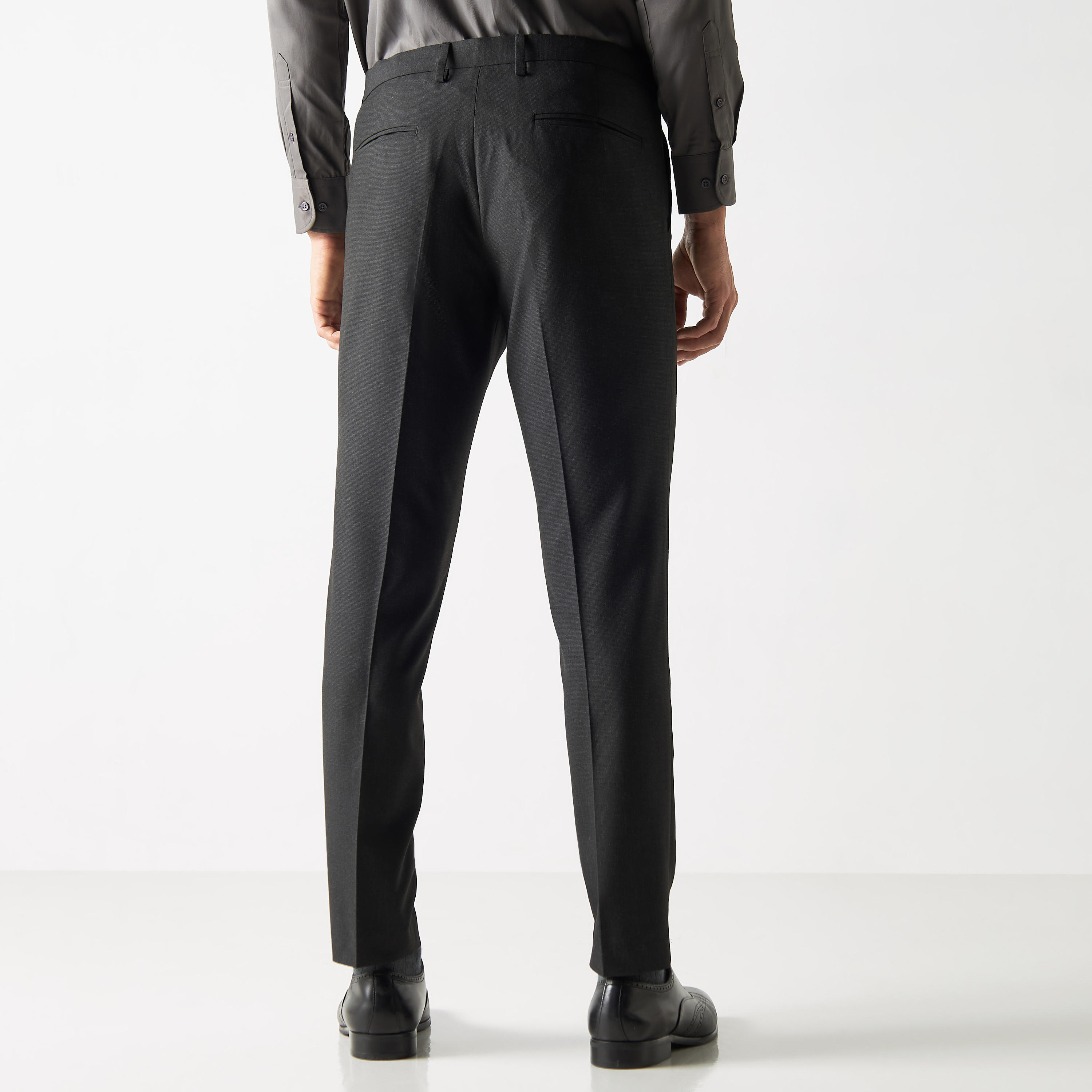 Regular Fit Textured Trousers with Button Closure and Pockets-men-clothing-bottoms-trousersandchinos-trousers-image-3