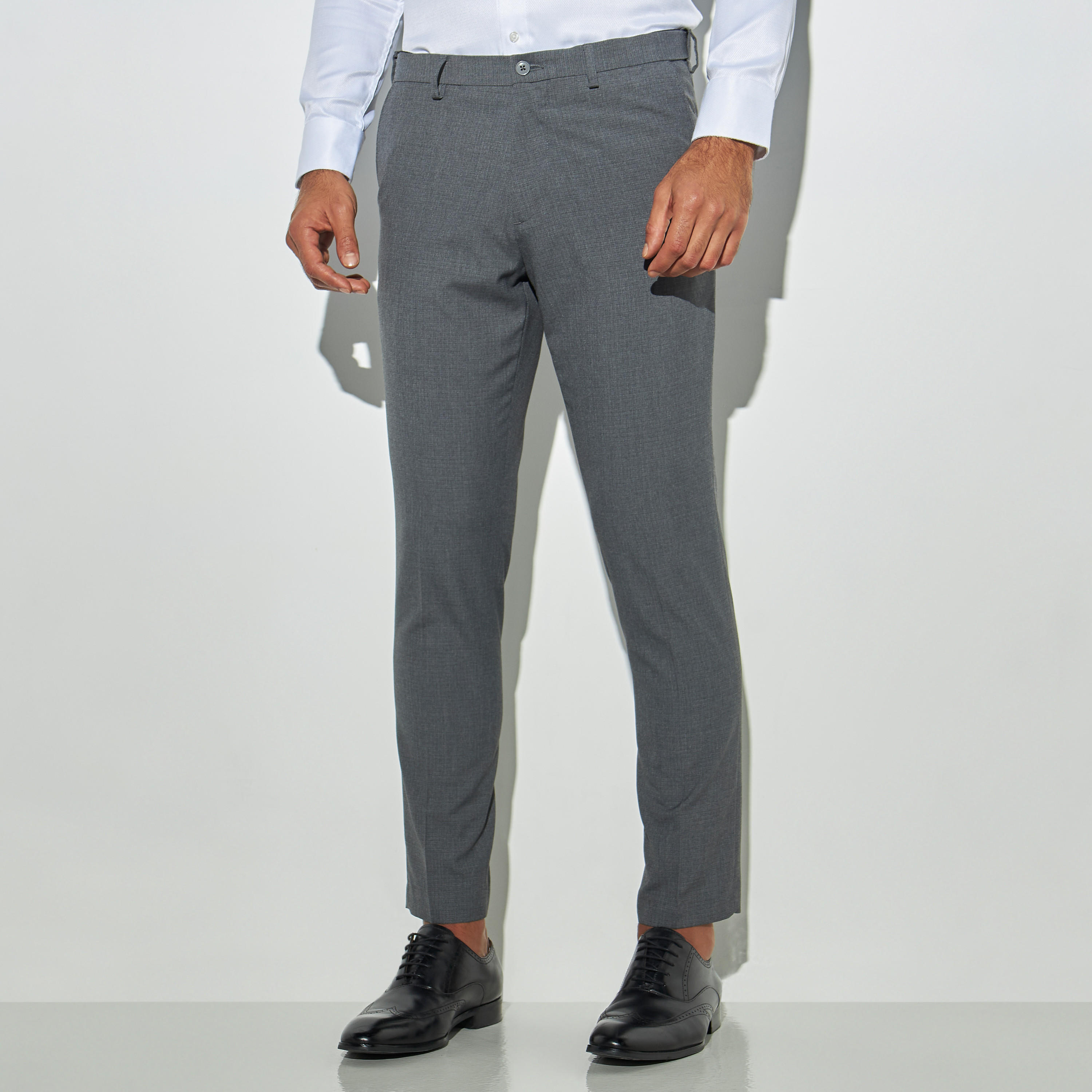 Regular Fit Full Length Textured Trousers with Button Closure-men-clothing-bottoms-trousersandchinos-trousers-image-1