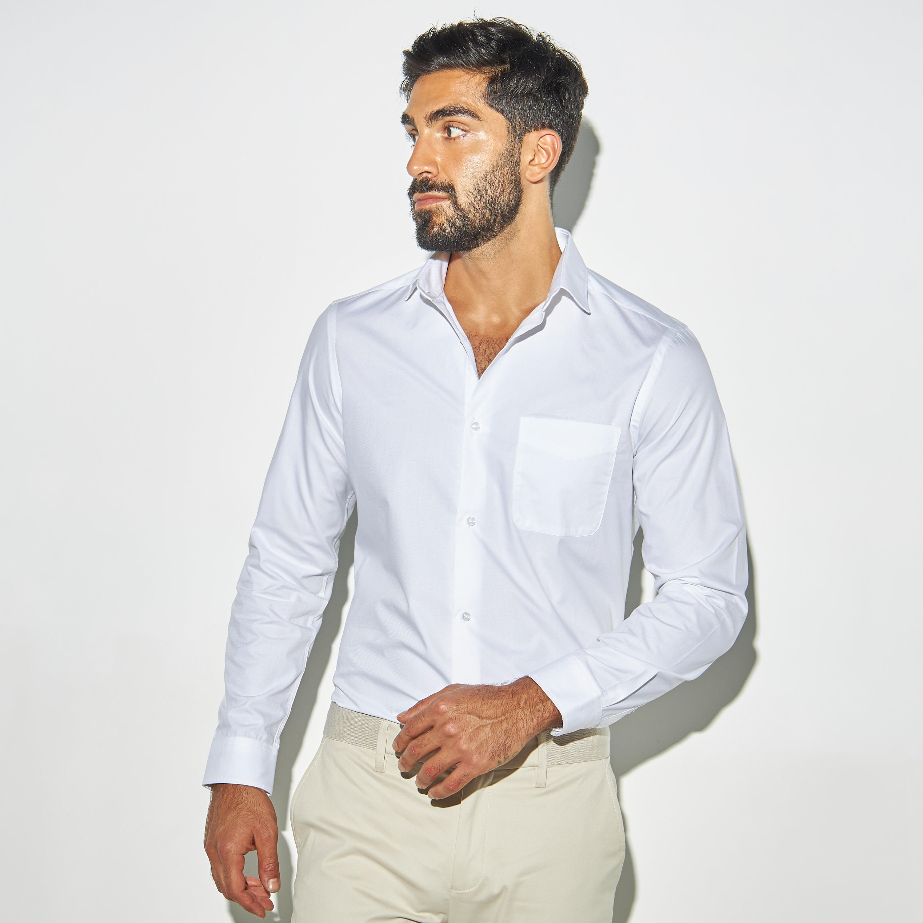 Textured Formal Shirt with Long Sleeves and Pocket-men-clothing-shirts-image-1