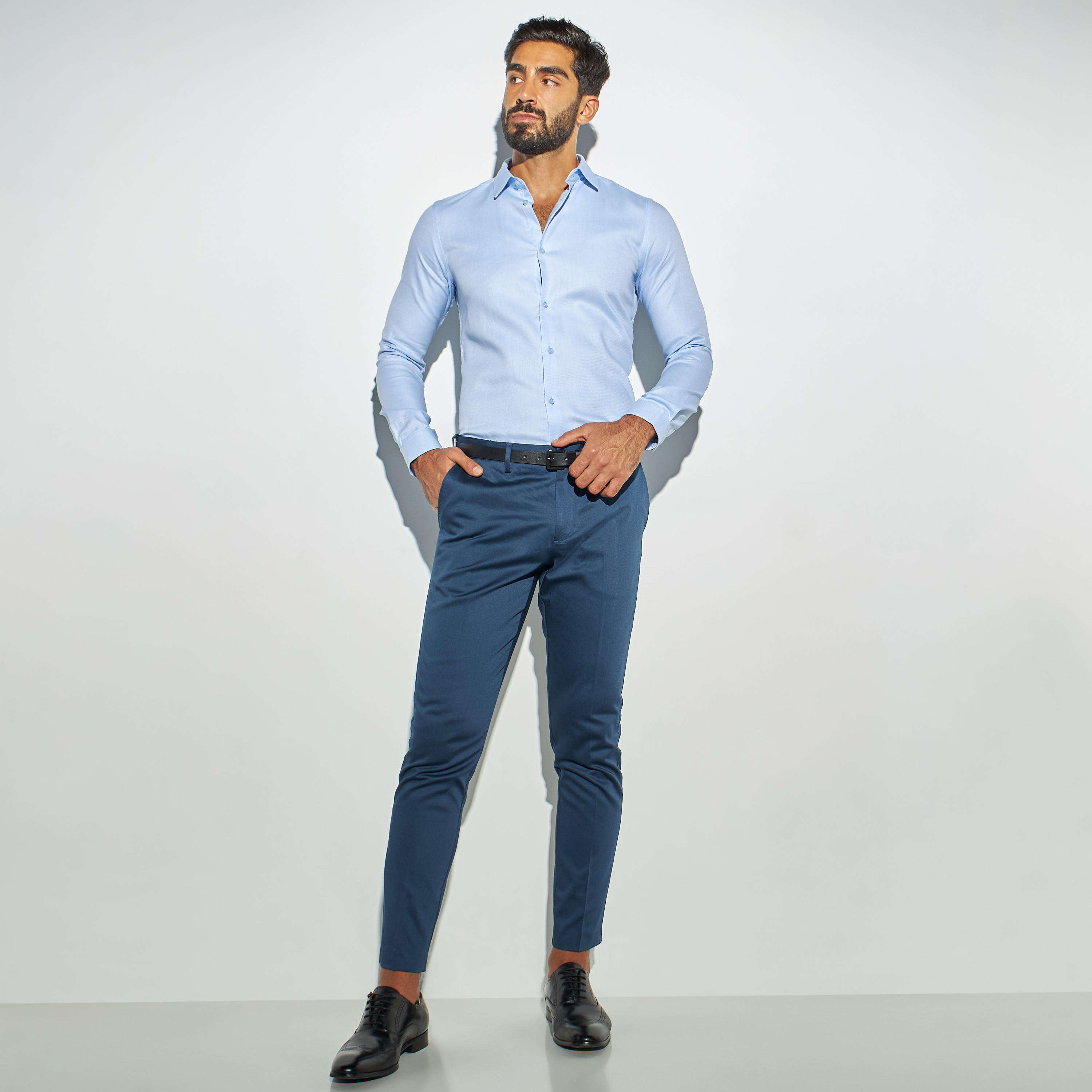 قميص مستدام بارز الملمس بقصّة سليم وأكمام طويلة-men-clothing-shirts-image-2