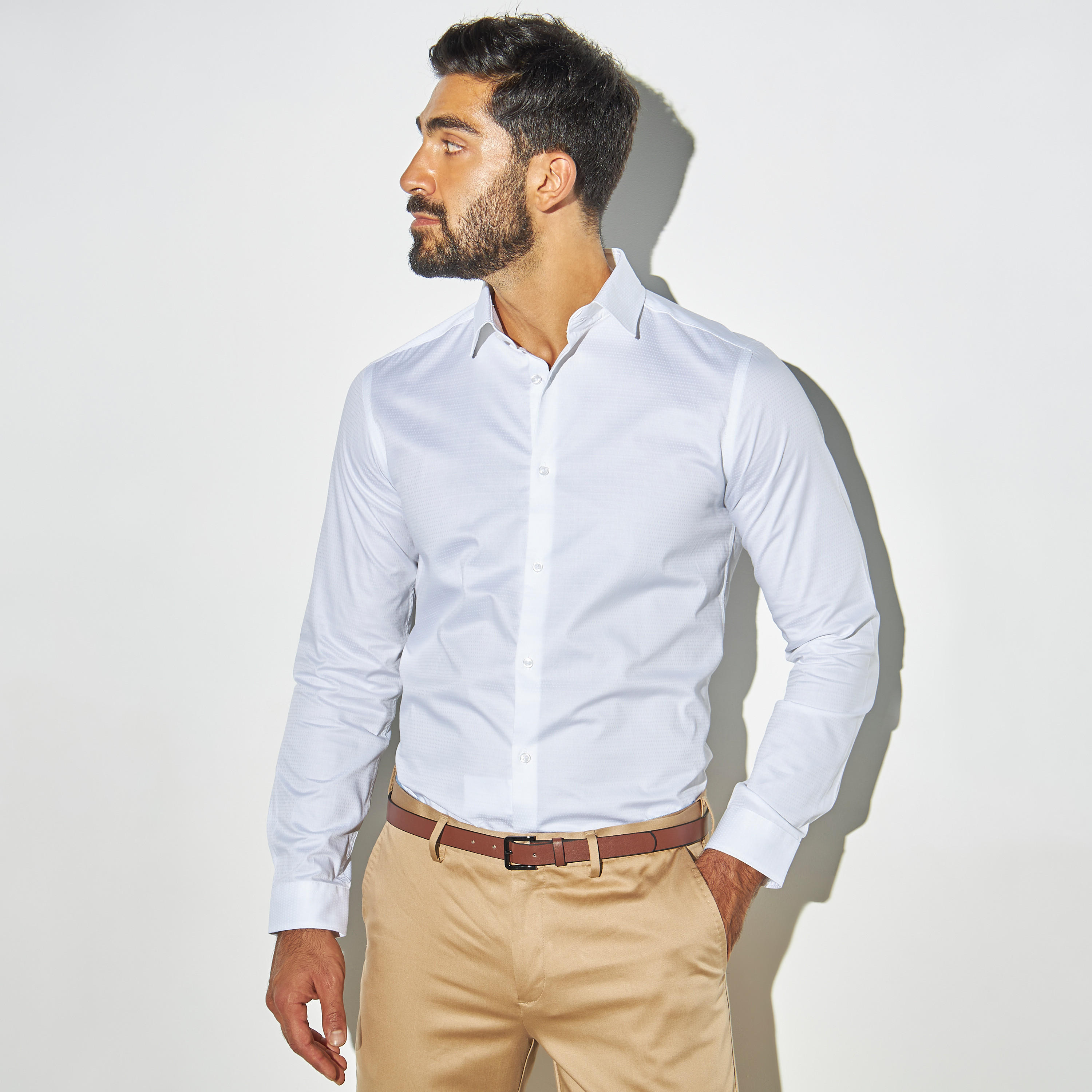 قميص رسمي قصّة سليم بارز الملمس بأكمام طويلة-men-clothing-shirts-image-1