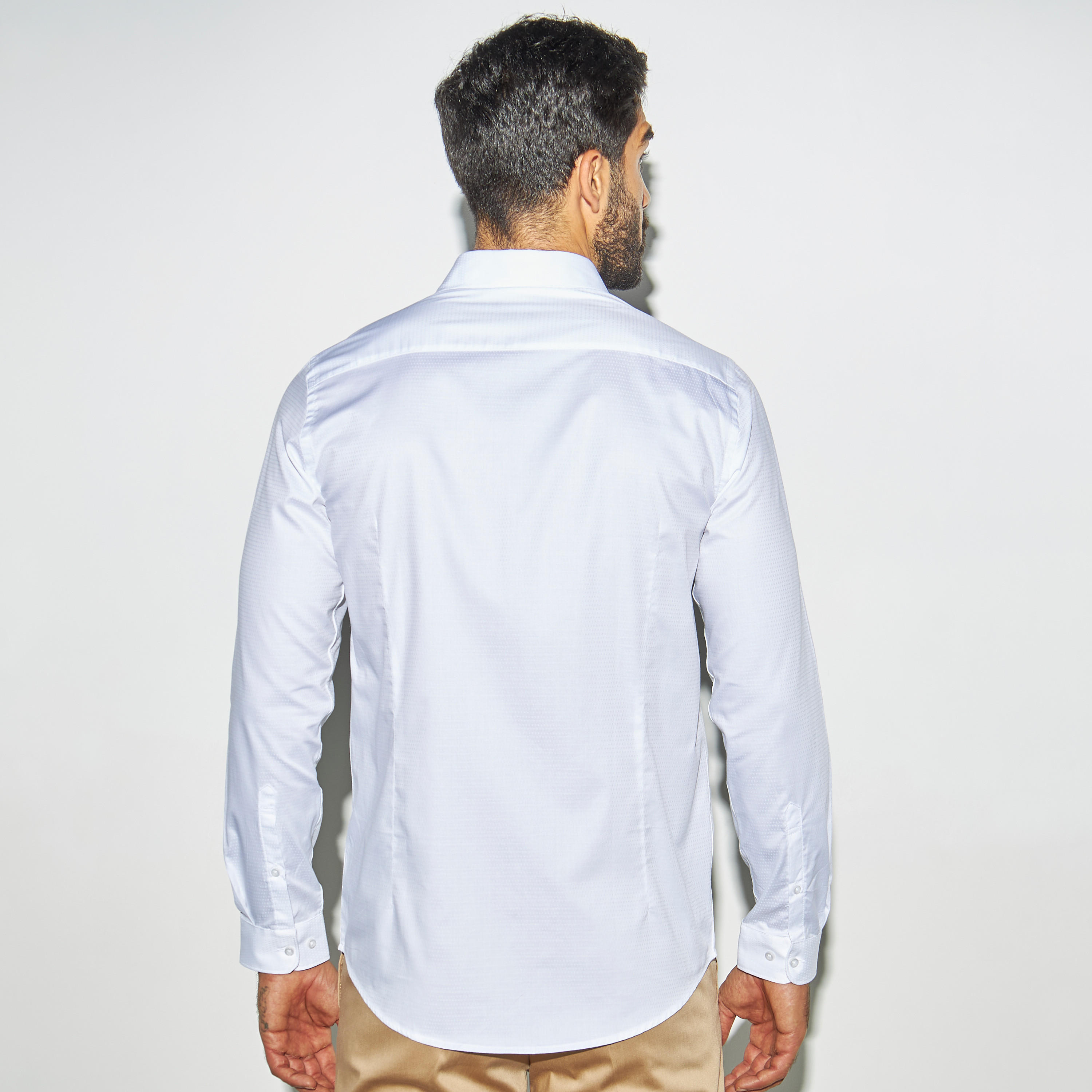 قميص رسمي قصّة سليم بارز الملمس بأكمام طويلة-men-clothing-shirts-image-3