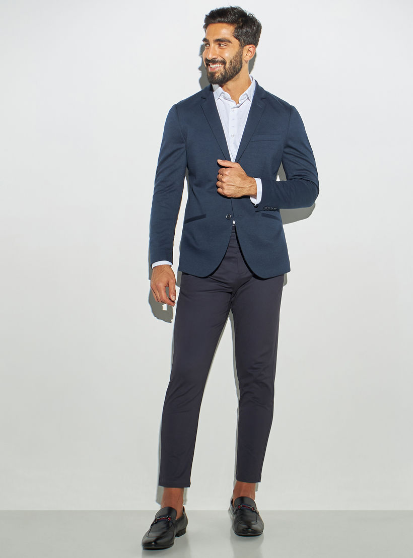 Solid Blazer with Notch Lapel and Pockets-men-winterwear-jacketsandblazers-image-2