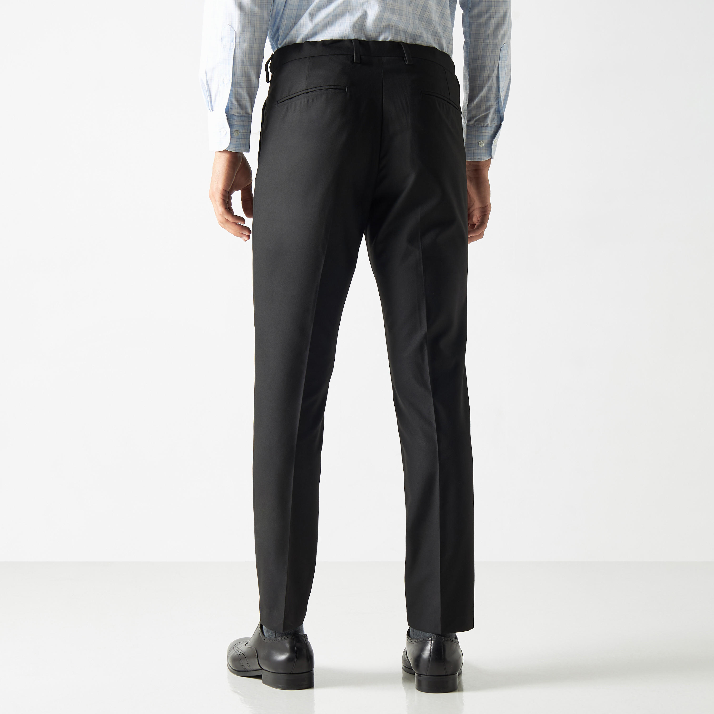 Regular Fit Solid Trousers with Button Closure and Pockets-men-clothing-bottoms-trousersandchinos-trousers-image-3