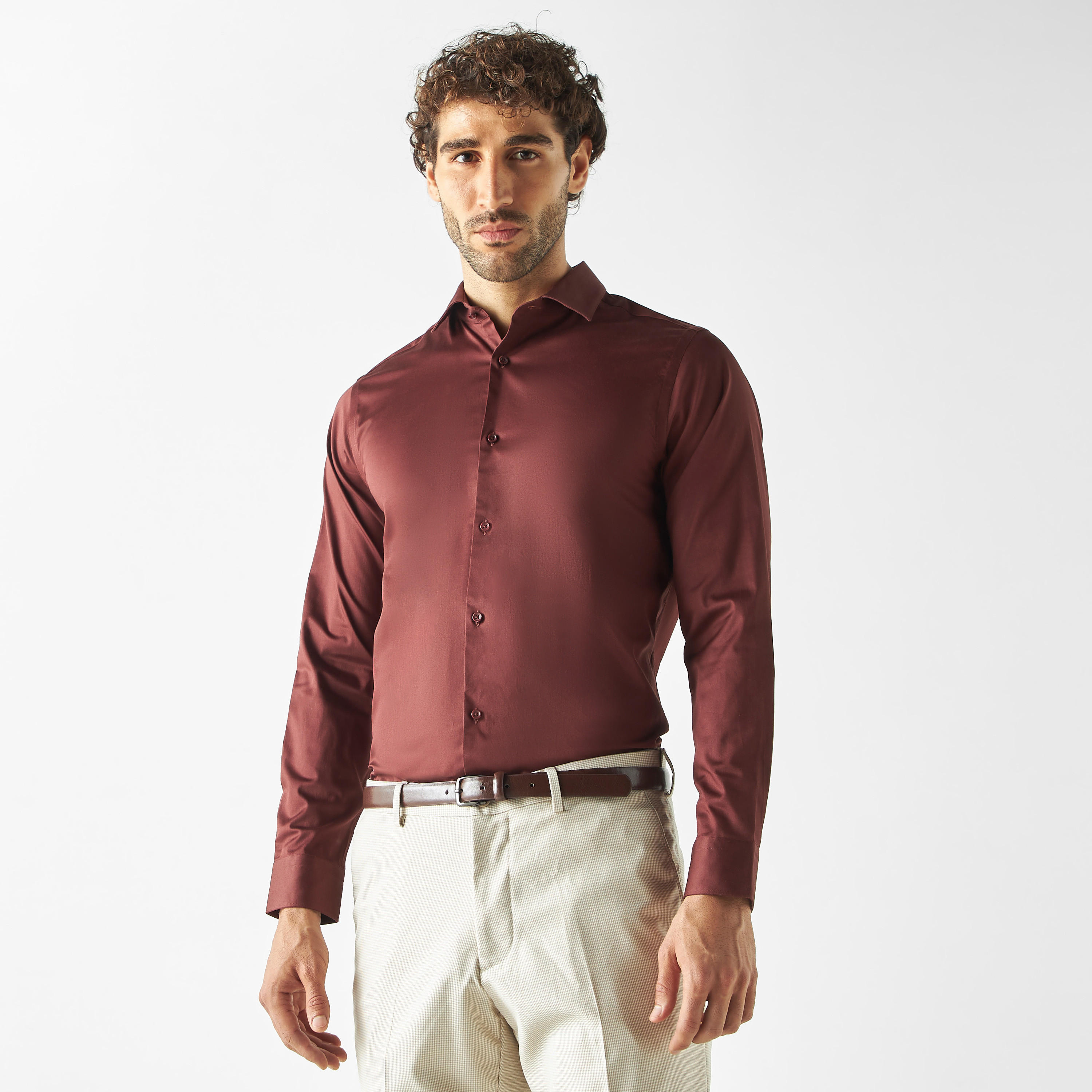 Slim Fit Solid Shirt with Long Sleeves-men-clothing-shirts-image-1