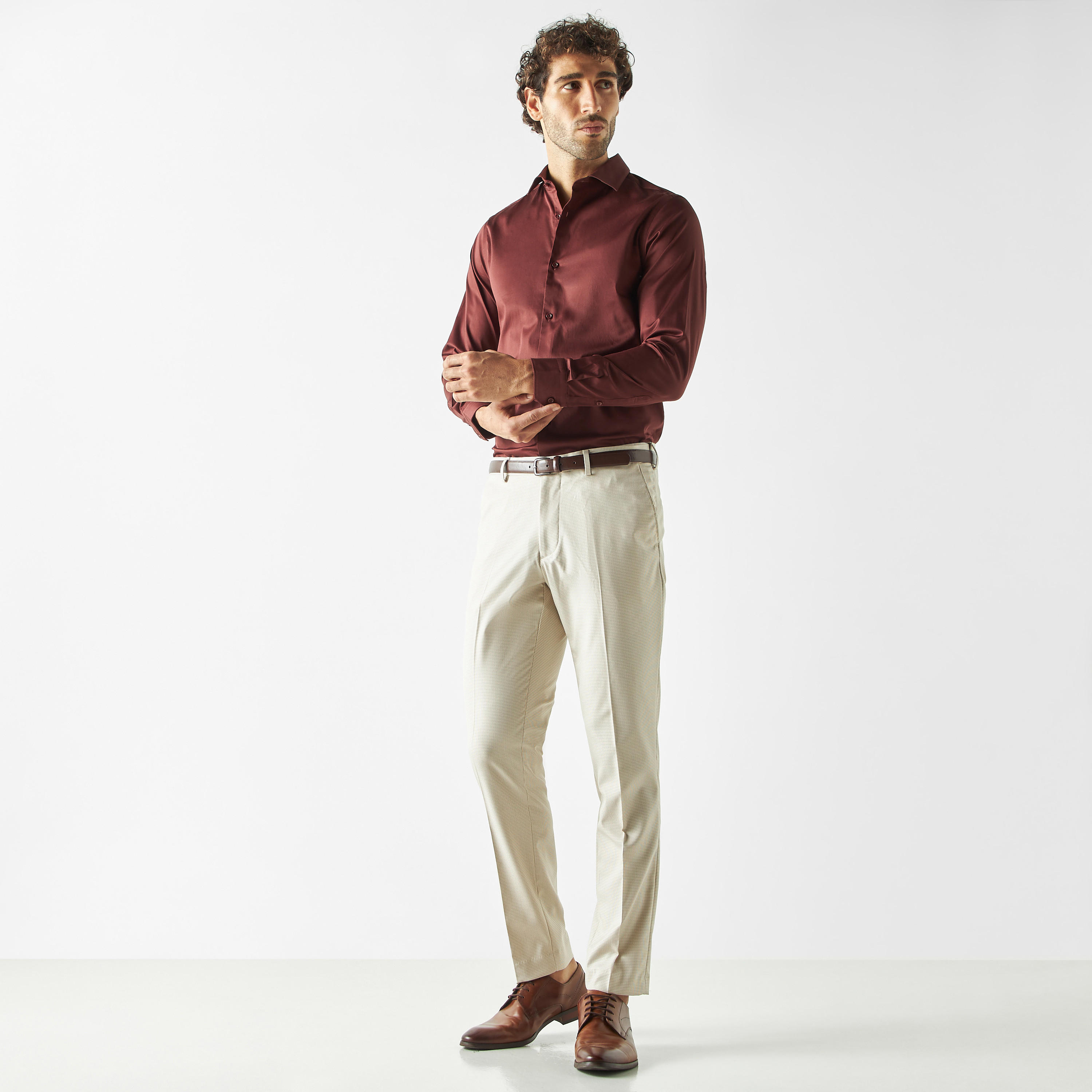 Slim Fit Solid Shirt with Long Sleeves-men-clothing-shirts-image-2