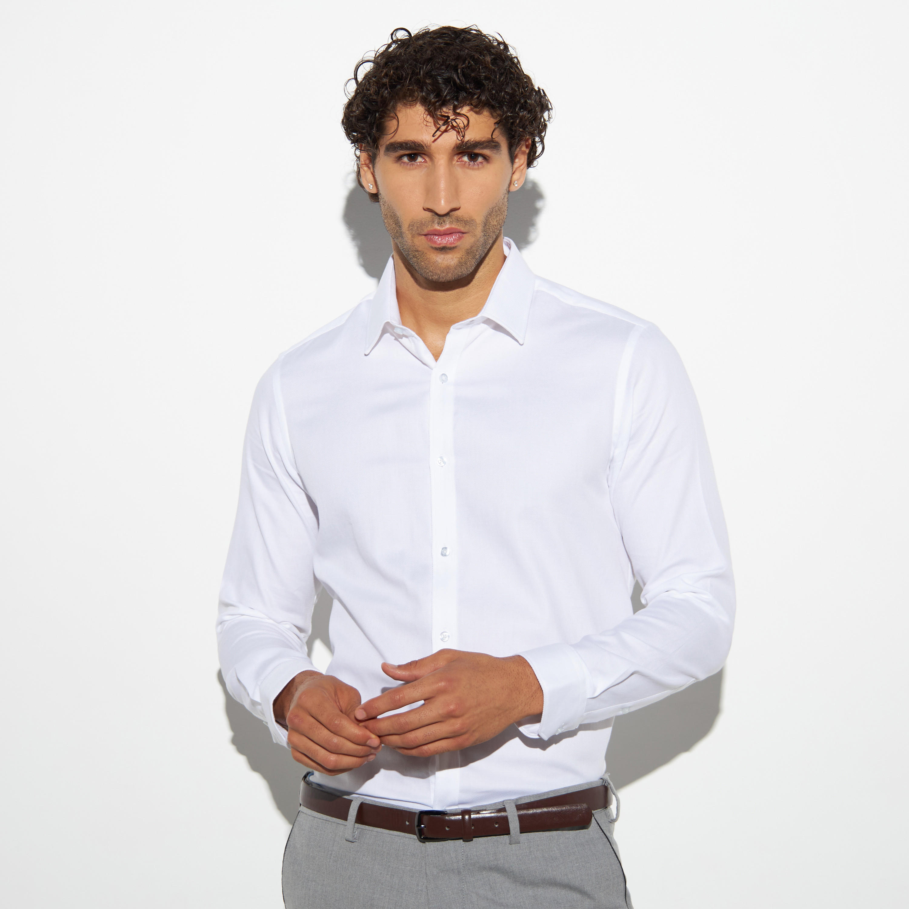 قميص تويل سادة بأكمام طويلة-men-clothing-shirts-image-1
