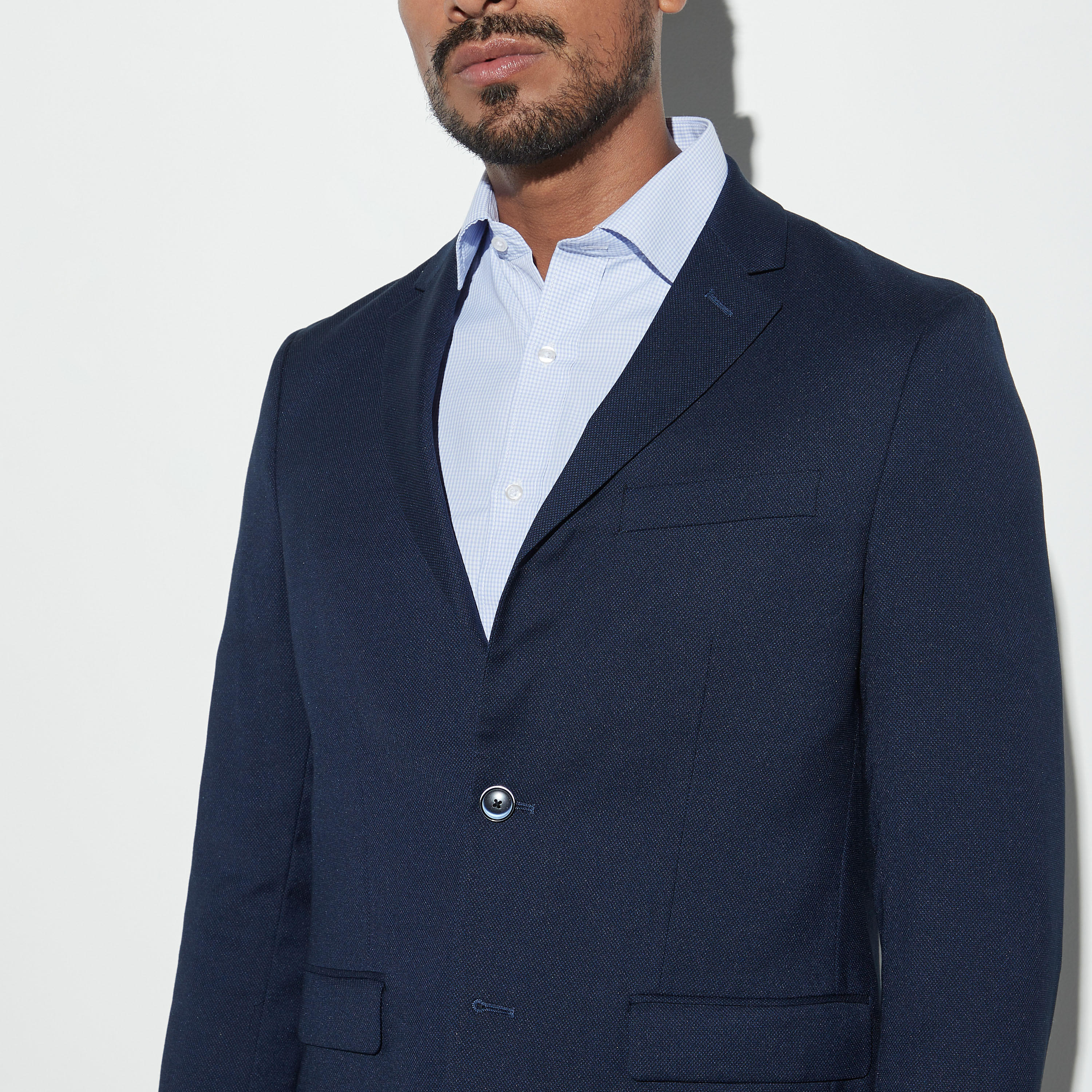 بليزر دوبي بارز الملمس بياقة مطوية وجيوب بطية-men-winterwear-jacketsandblazers-image-4