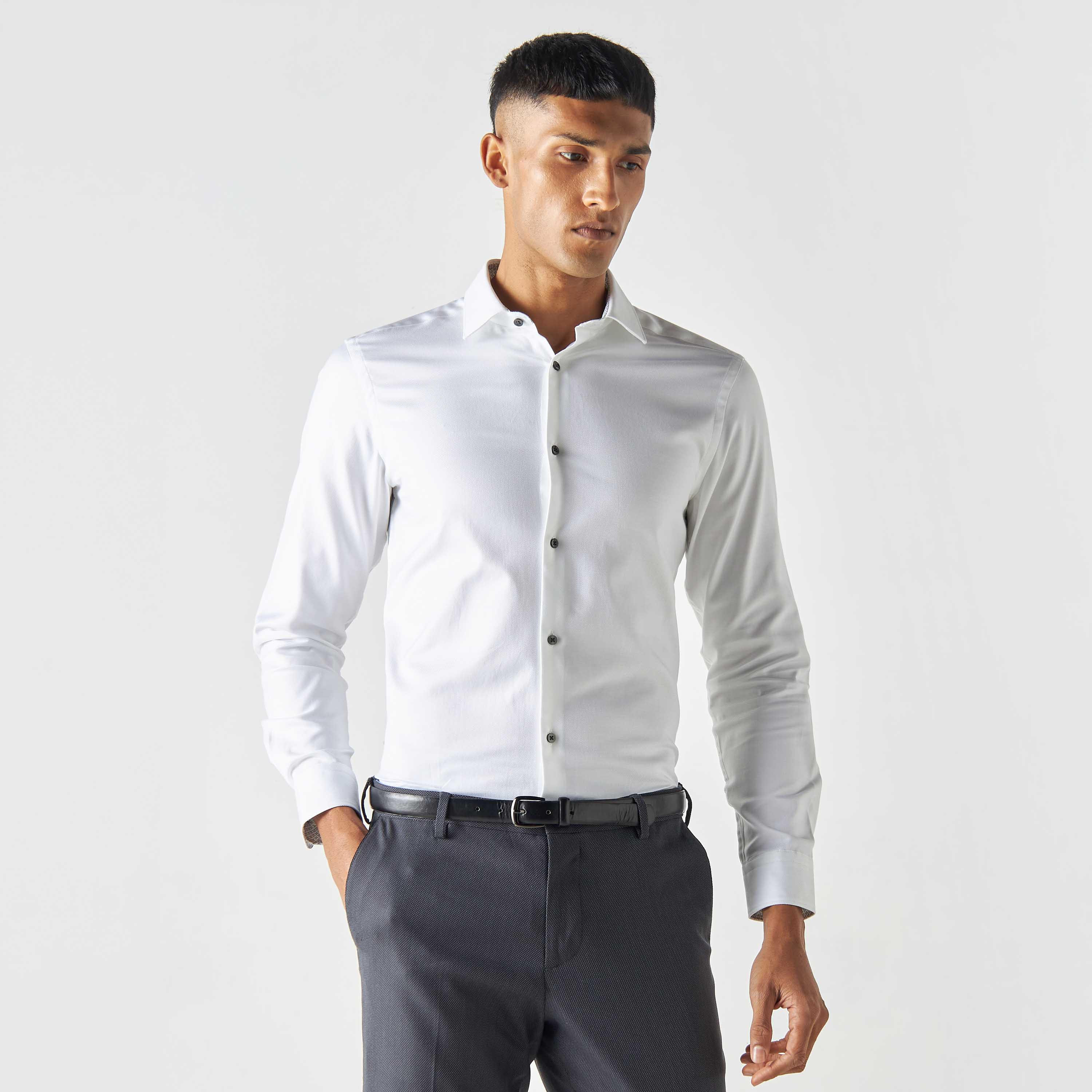 قميص رسمي قصّة سليم بارز الملمس بأكمام طويلة-men-clothing-shirts-image-1