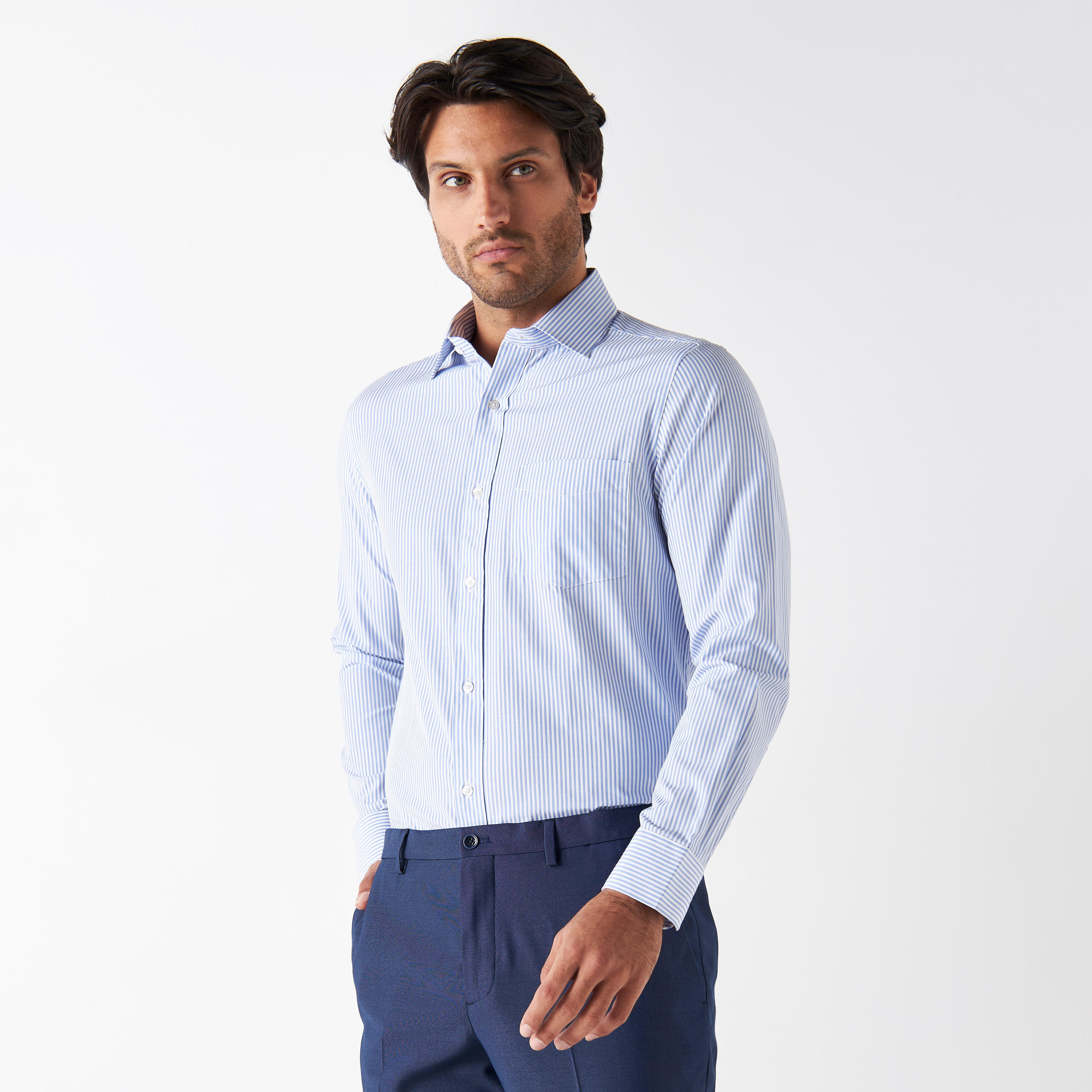 Easy Iron Striped Formal Shirt with Pocket and Long Sleeves-men-clothing-shirts-image-1