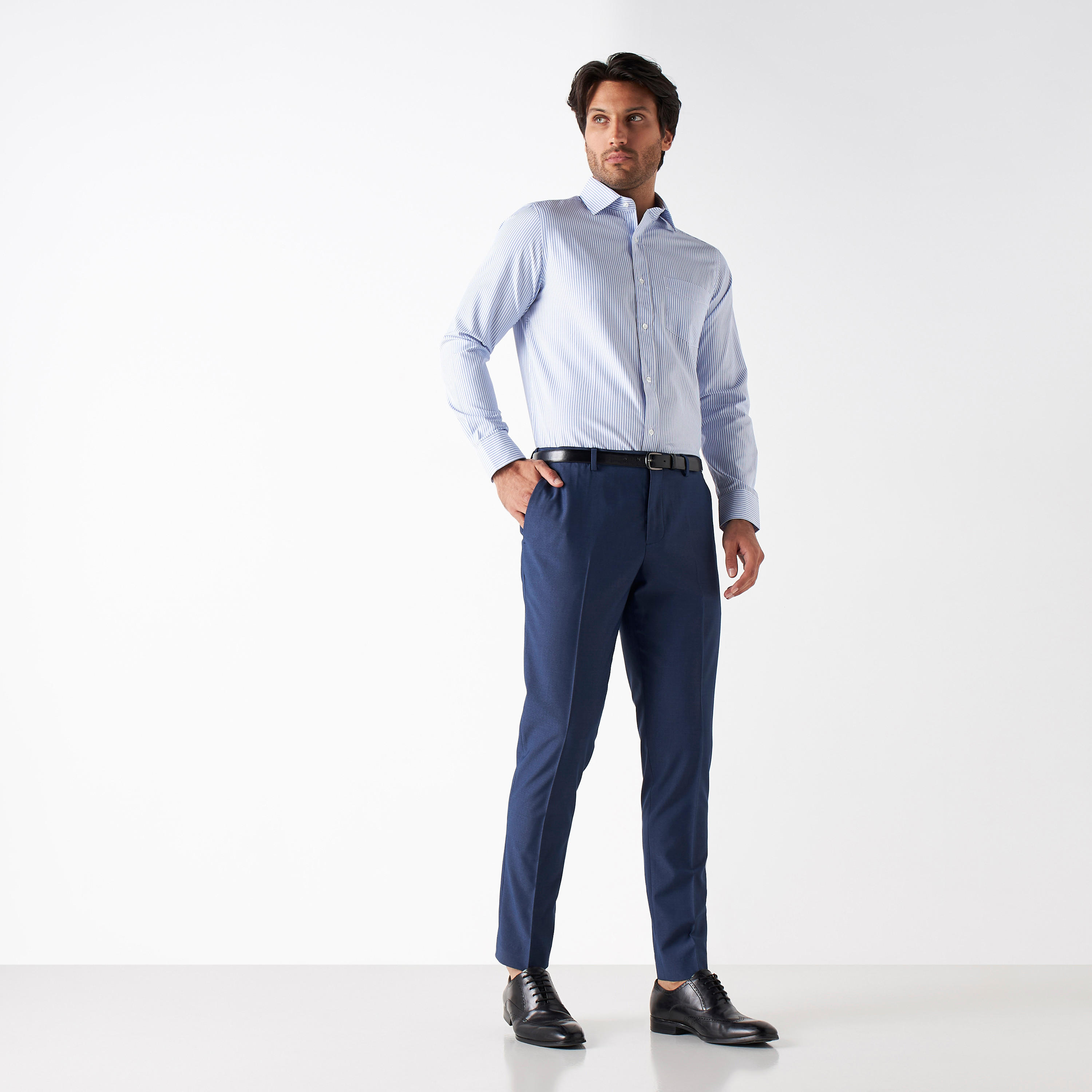 Easy Iron Striped Formal Shirt with Pocket and Long Sleeves-men-clothing-shirts-image-2