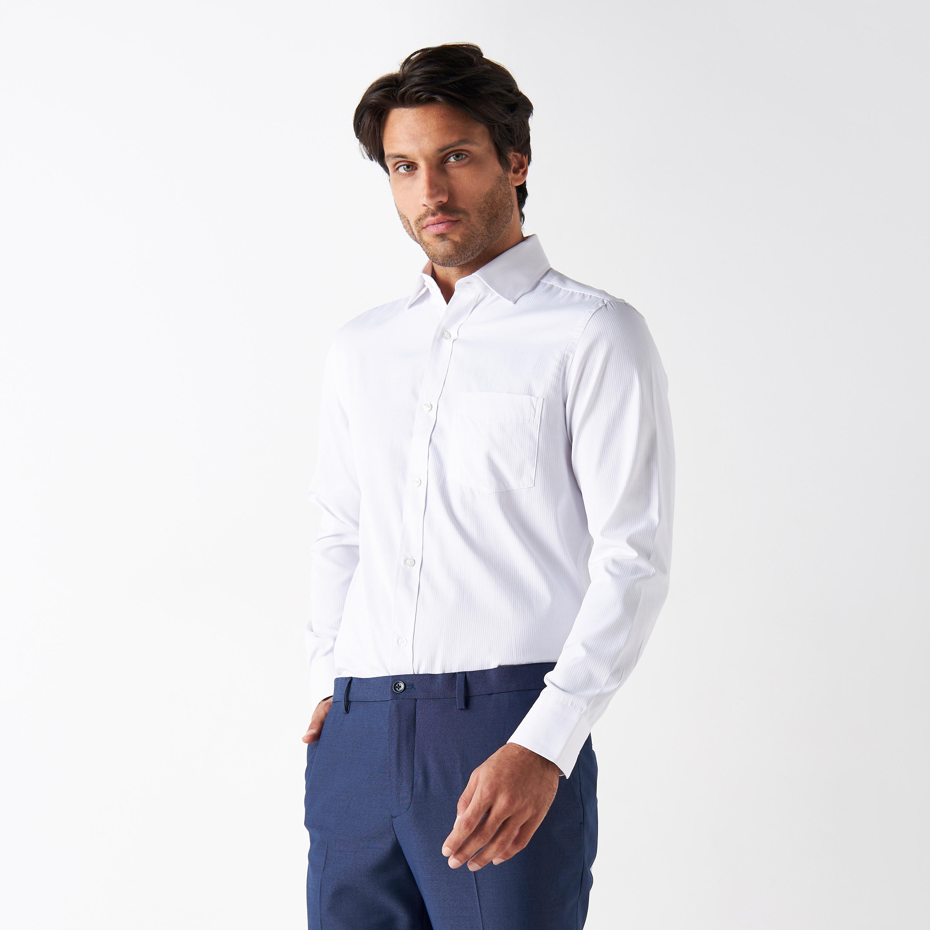 Easy Iron Striped Formal Shirt with Pocket and Long Sleeves-men-clothing-shirts-image-6