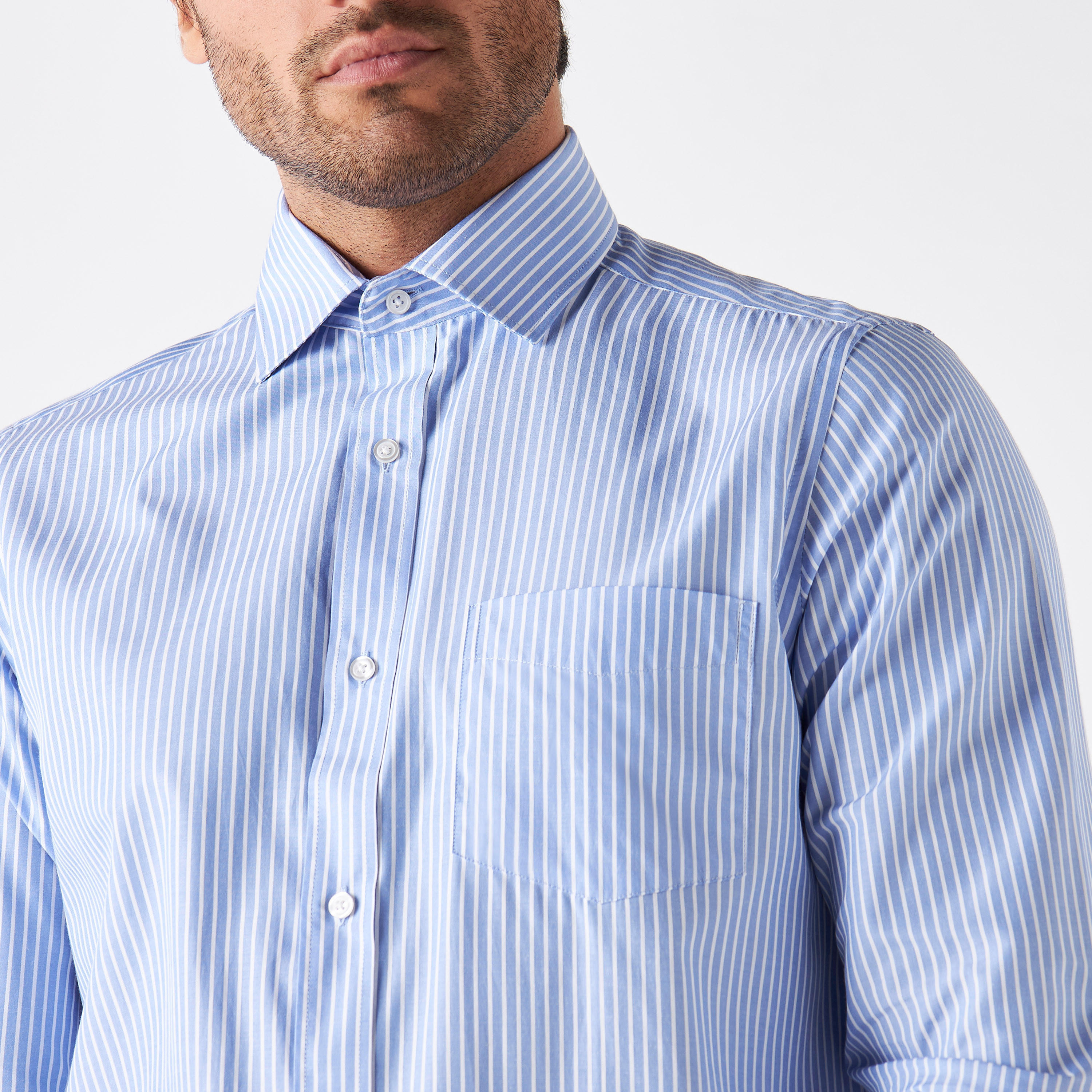 Easy Iron Striped Formal Shirt with Pocket and Long Sleeves-men-clothing-shirts-image-14