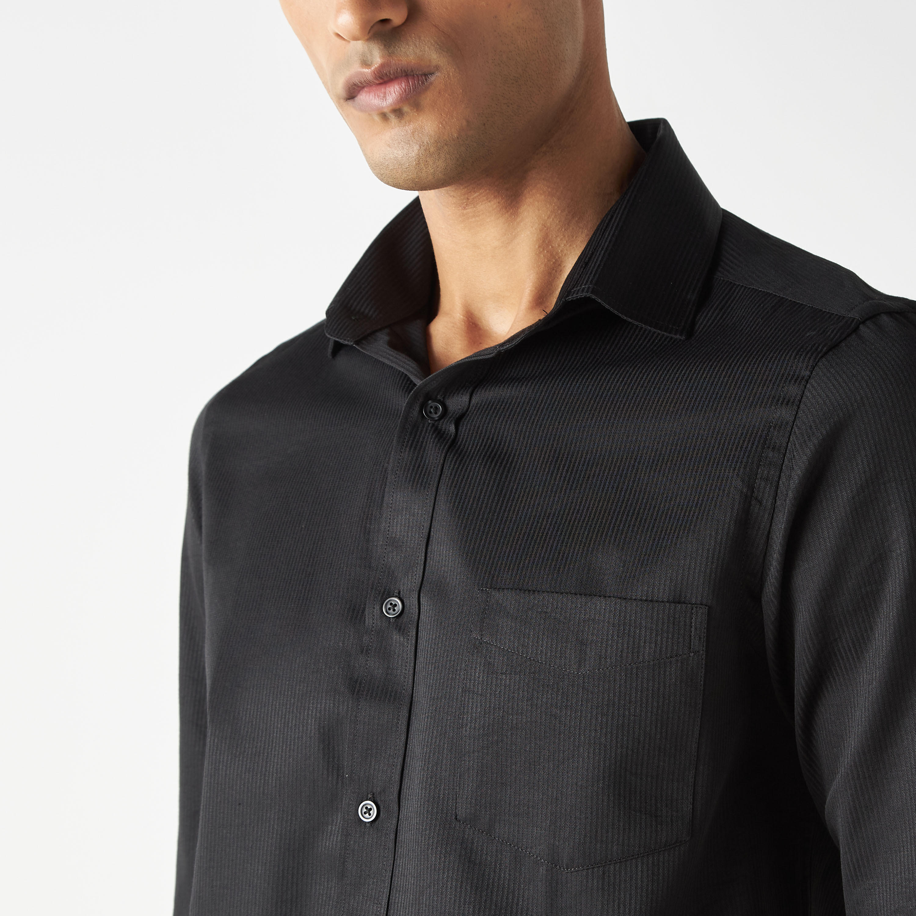 Easy Iron Striped Formal Shirt with Pocket and Long Sleeves-men-clothing-shirts-image-29