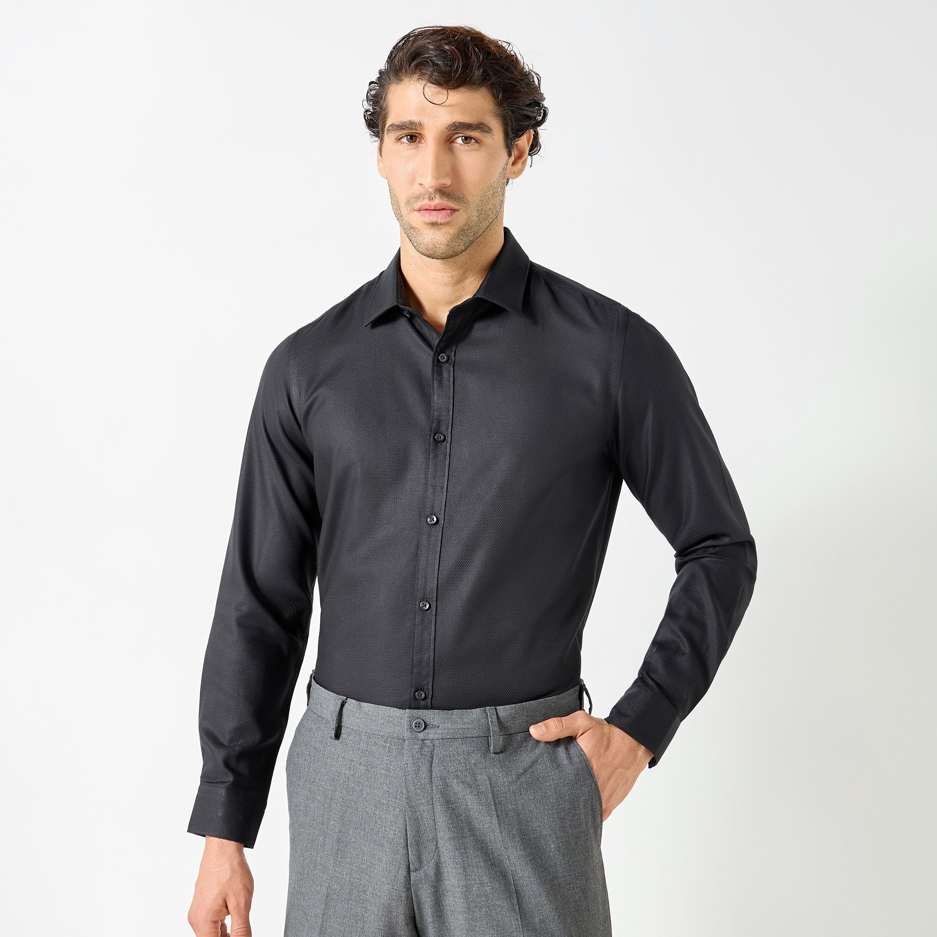 قميص بارز الملمس بأكمام طَويلة-men-clothing-shirts-image-1