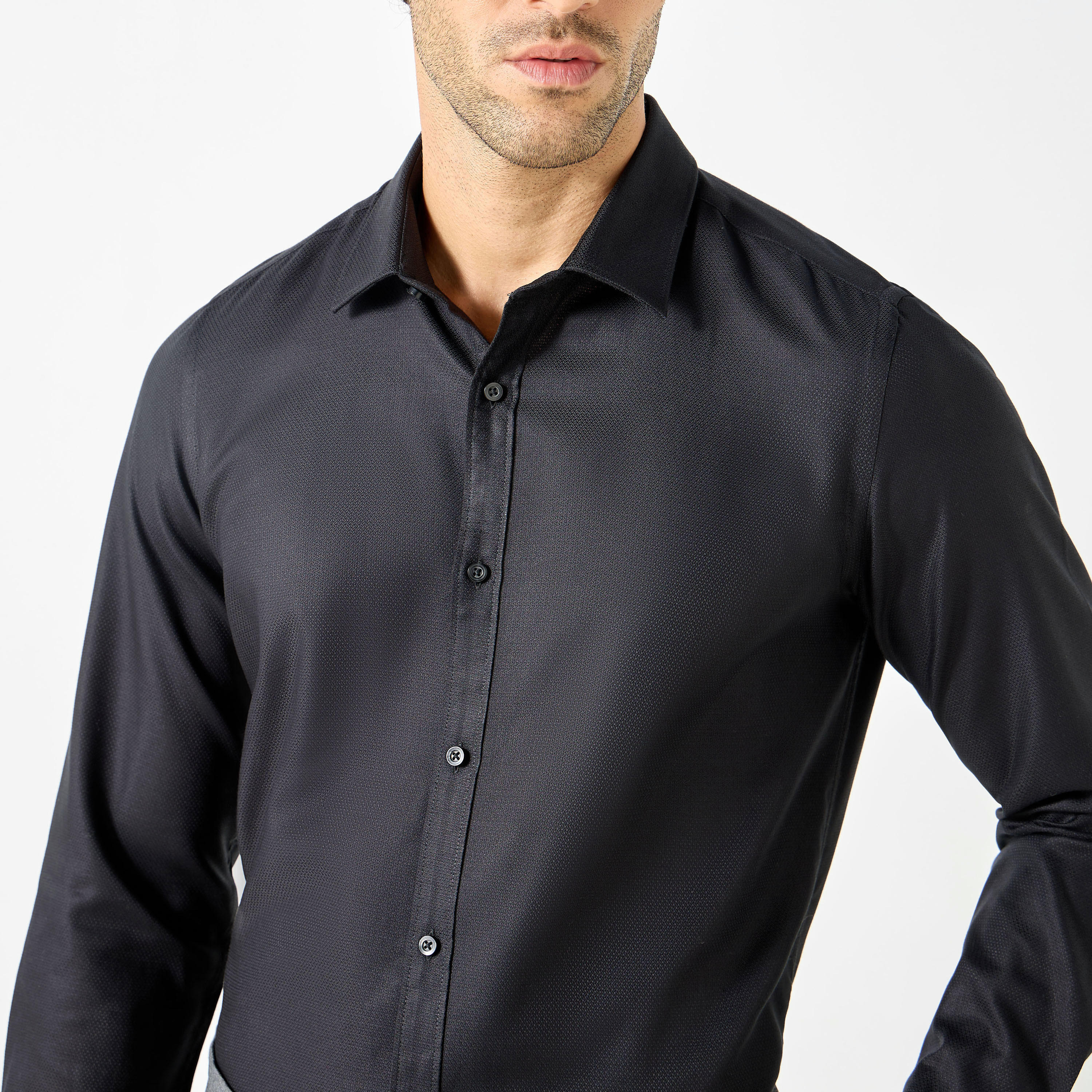 قميص بارز الملمس بأكمام طَويلة-men-clothing-shirts-image-4