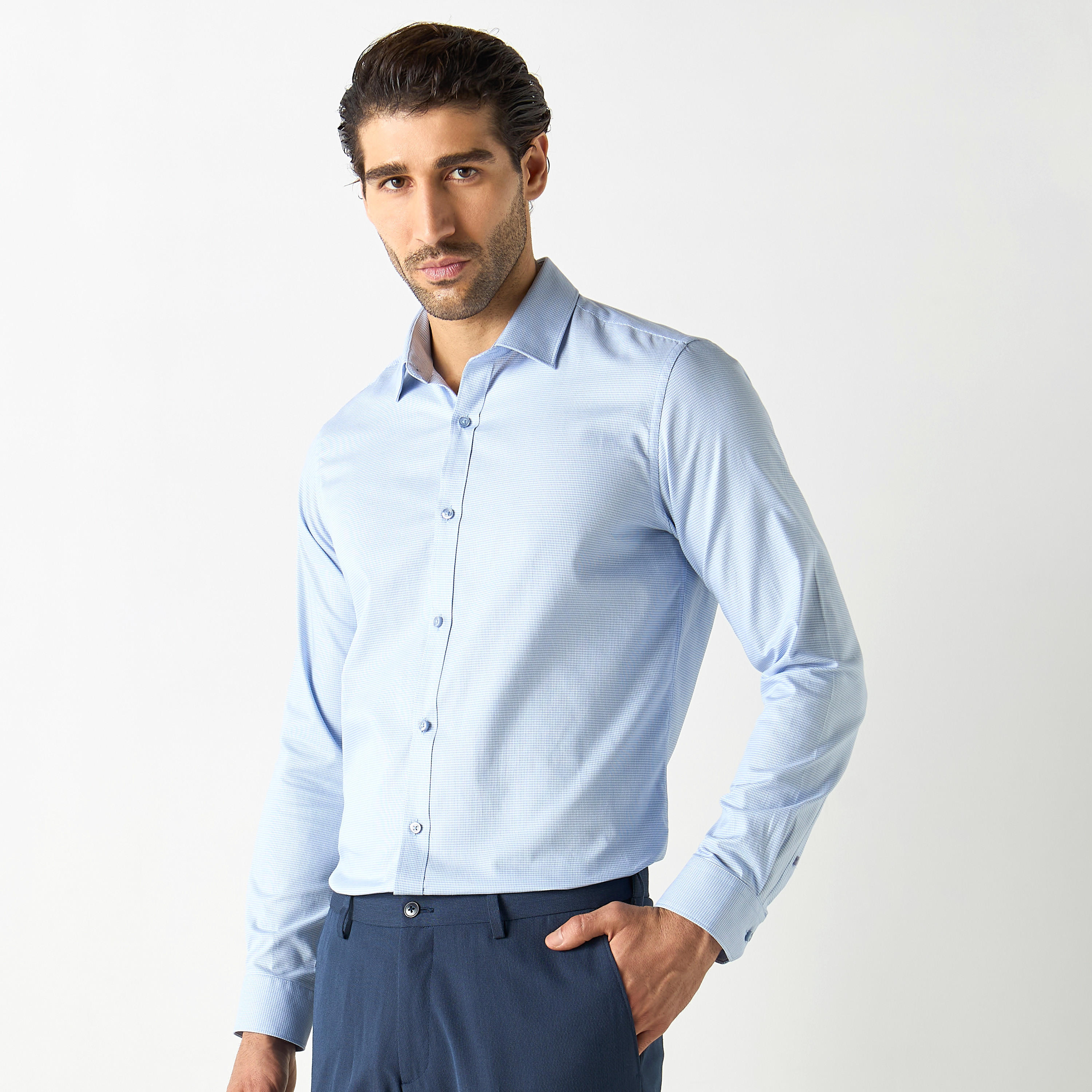 قميص بارز الملمس بأكمام طَويلة-men-clothing-shirts-image-1