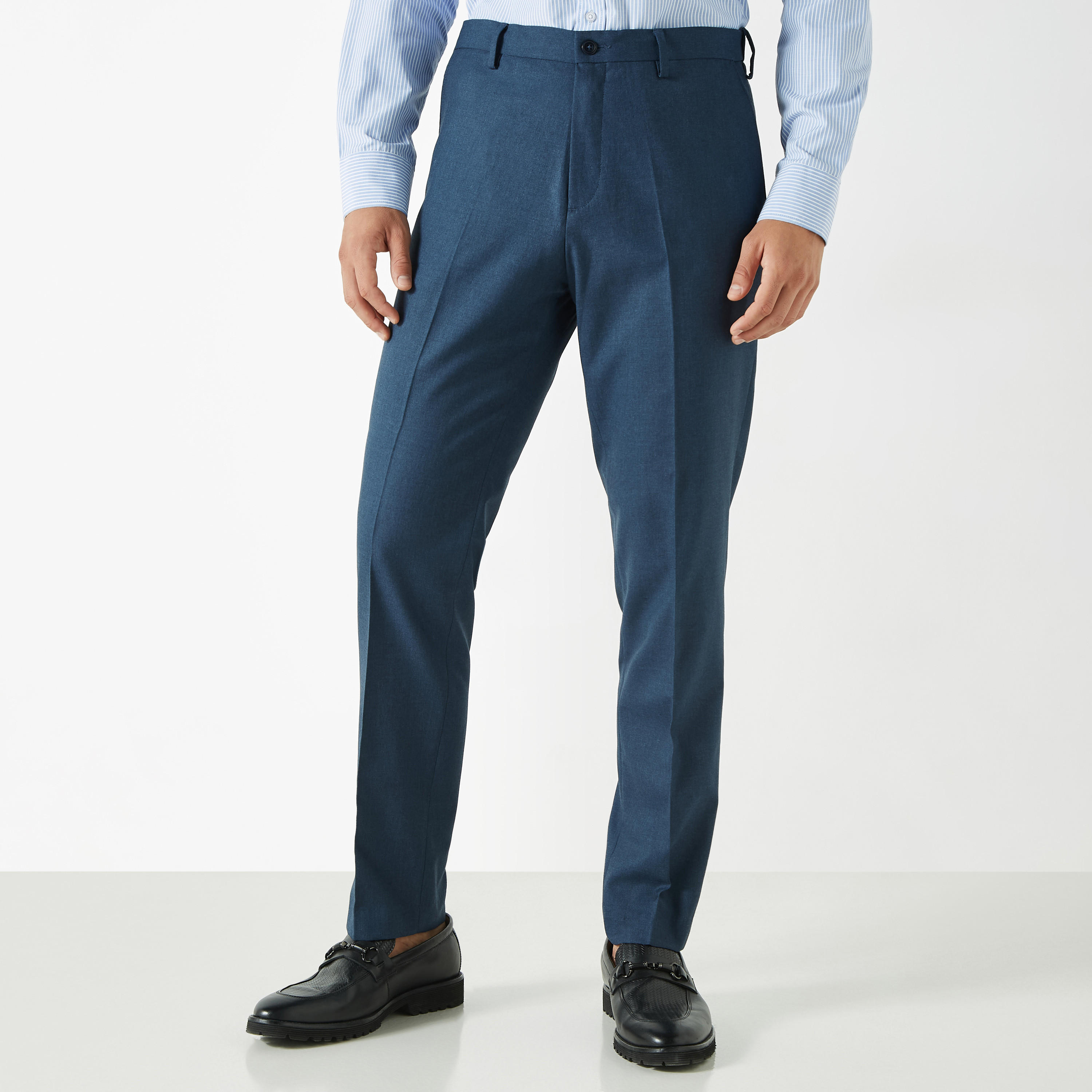 Regular Fit Trousers with Button Closure and Pockets-men-clothing-bottoms-trousersandchinos-trousers-image-1