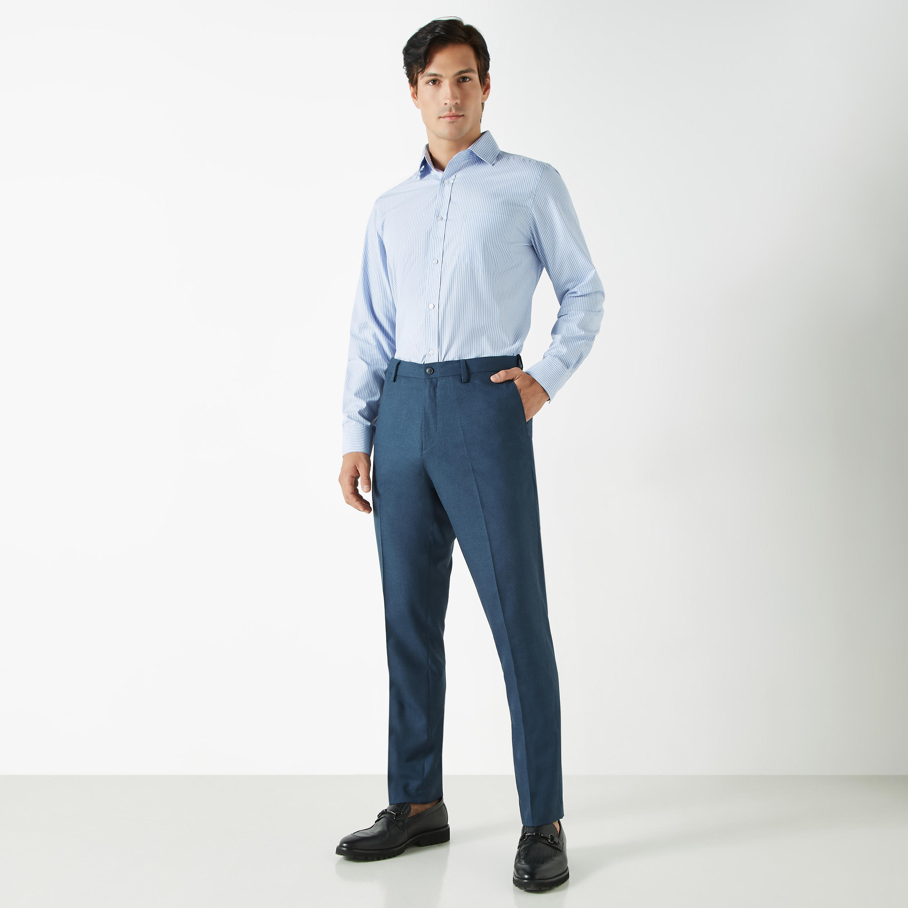 Regular Fit Trousers with Button Closure and Pockets-men-clothing-bottoms-trousersandchinos-trousers-image-2