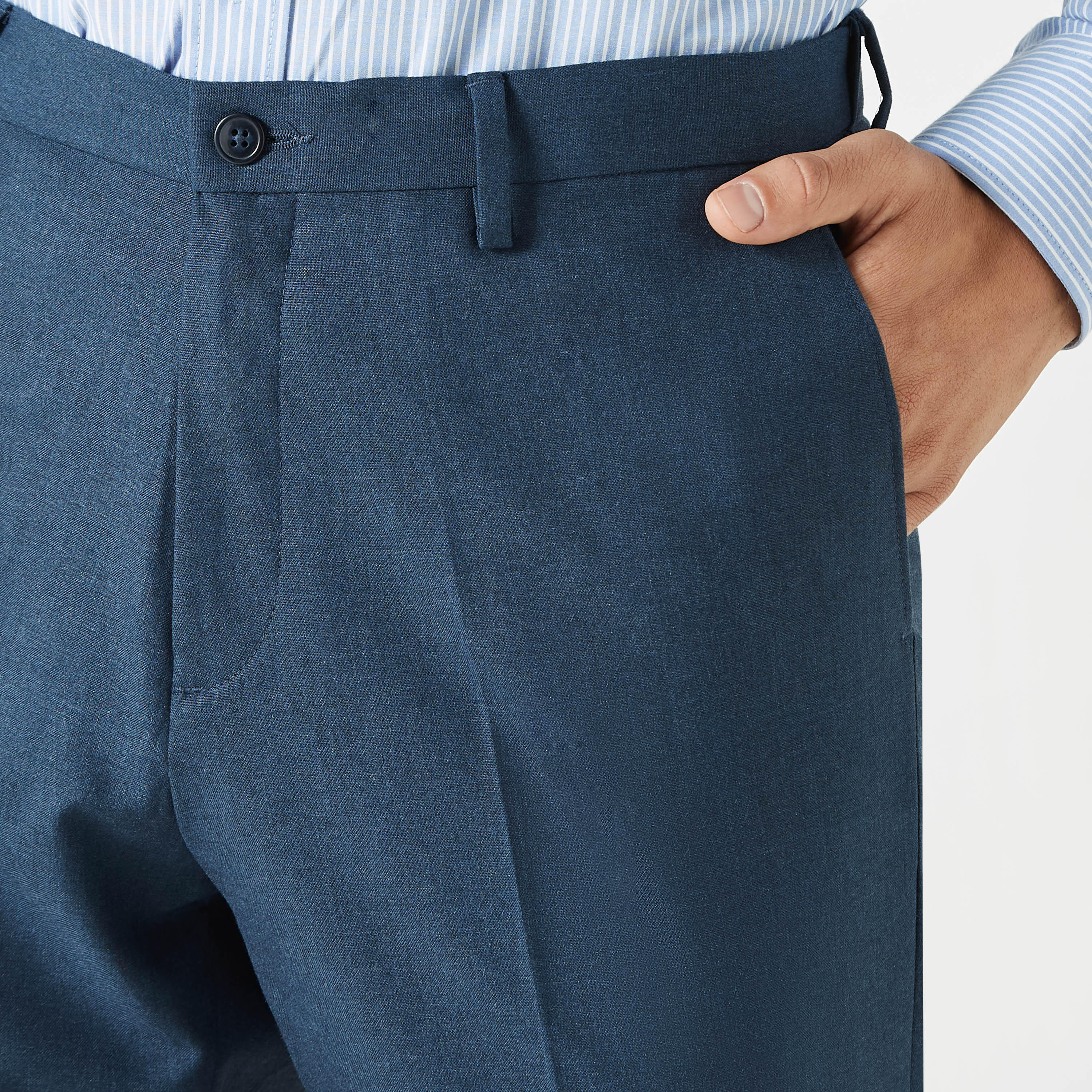 Regular Fit Trousers with Button Closure and Pockets-men-clothing-bottoms-trousersandchinos-trousers-image-4