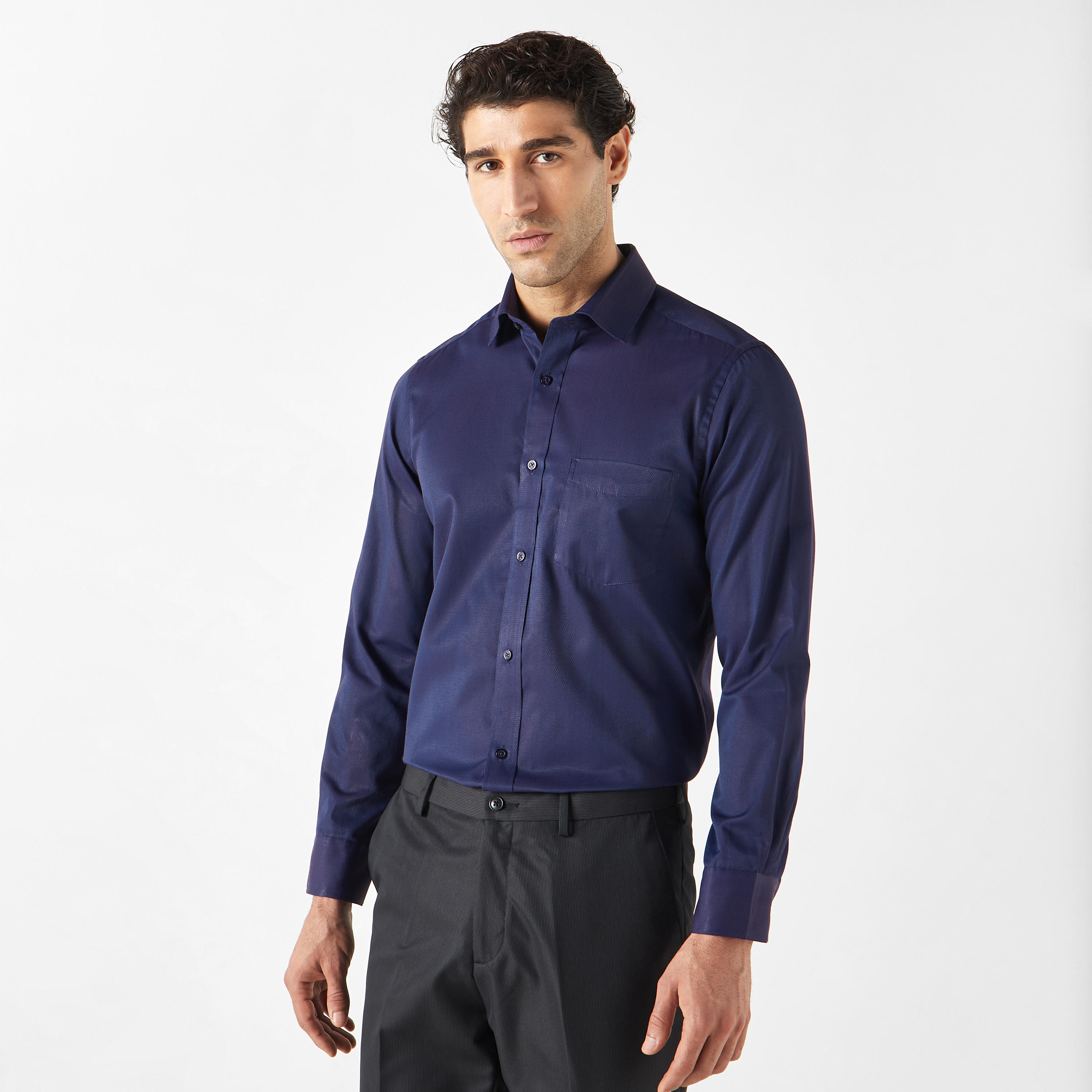 Solid Formal Shirt with Pocket and Long Sleeves-men-clothing-shirts-image-1