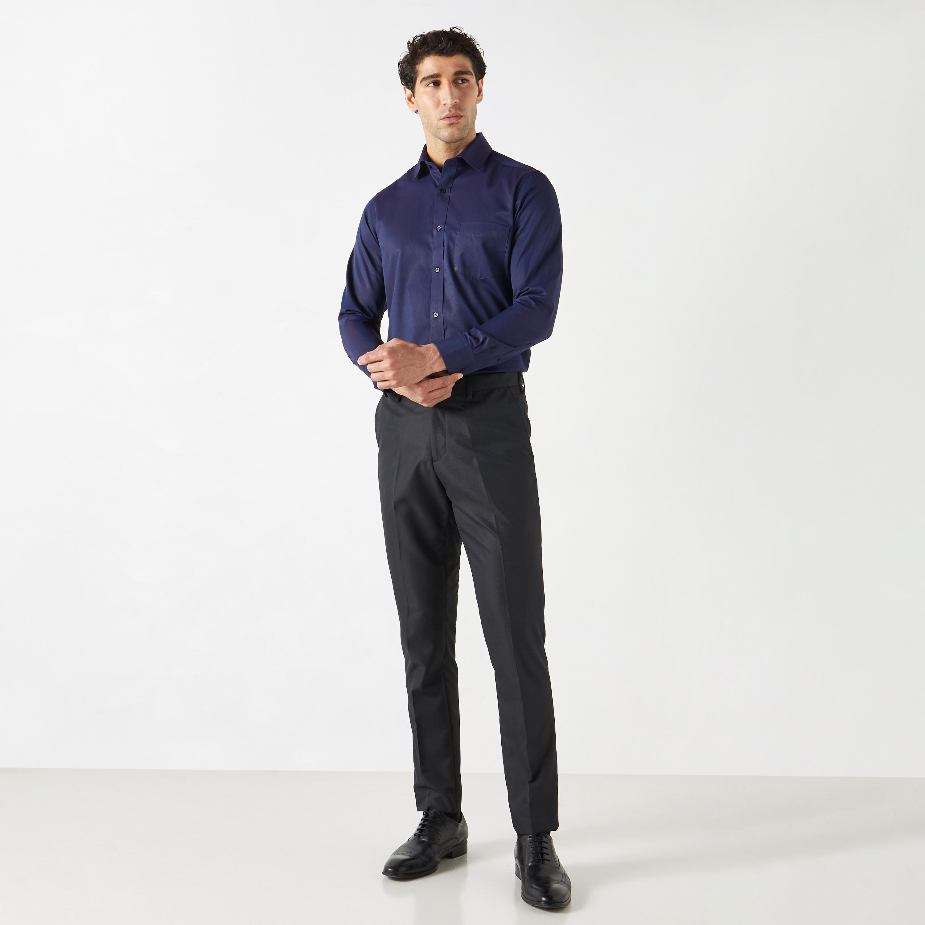 Solid Formal Shirt with Pocket and Long Sleeves-men-clothing-shirts-image-2