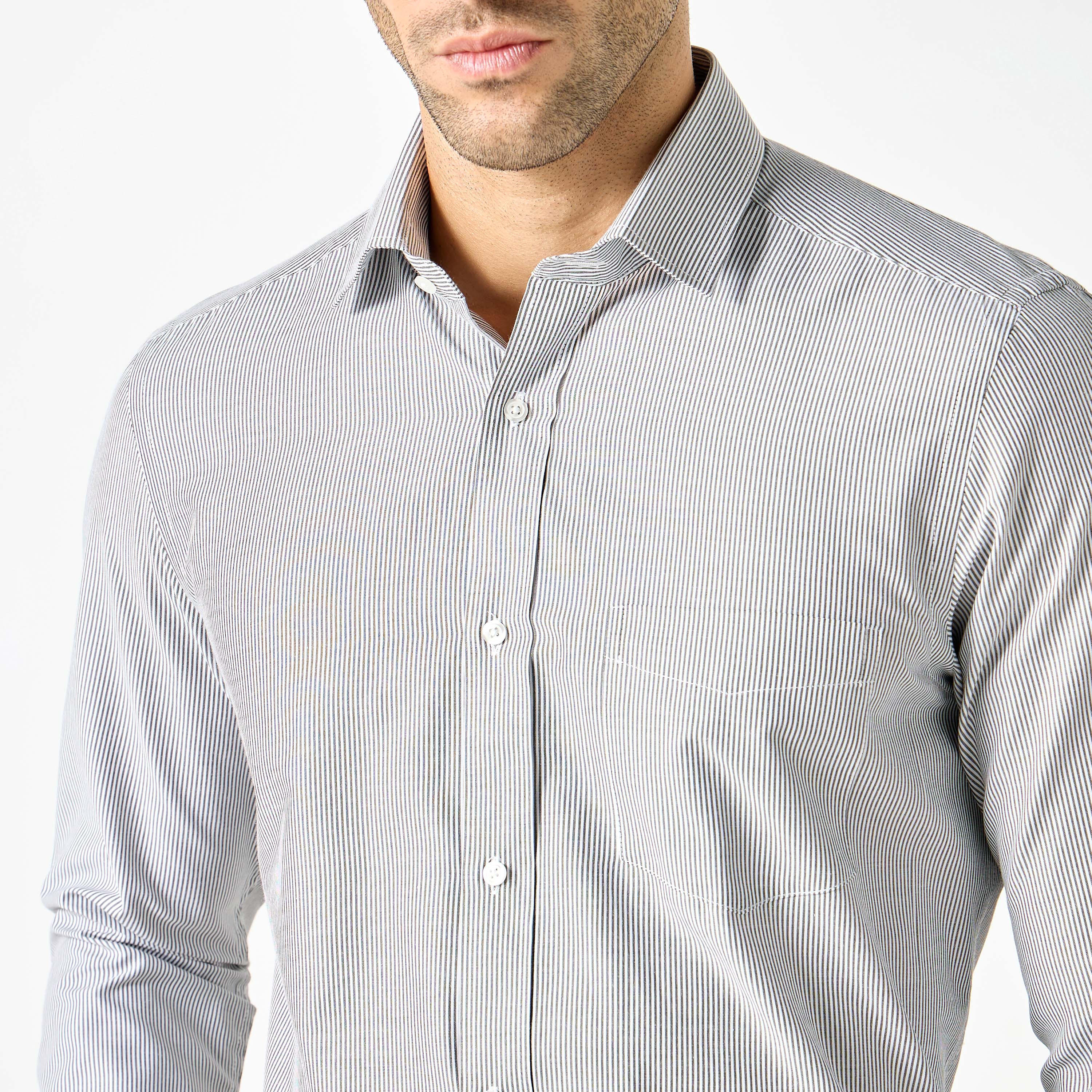 Regular Fit Striped Shirt with Chest Pocket and Long Sleeves-men-clothing-shirts-image-4