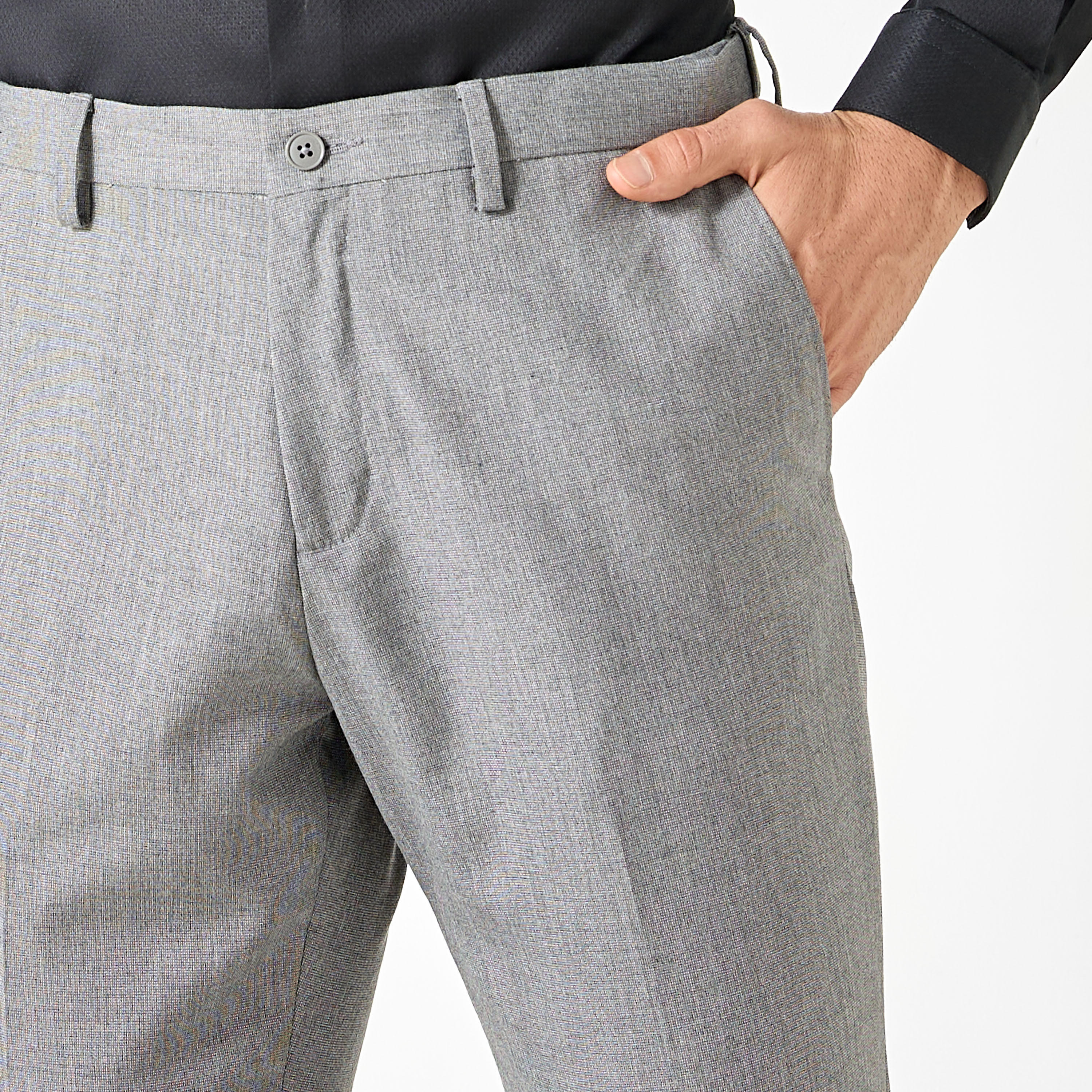 Slim Fit Textured Flexi Waist Trousers with Pockets-men-clothing-trousersandchinos-trousers-image-16