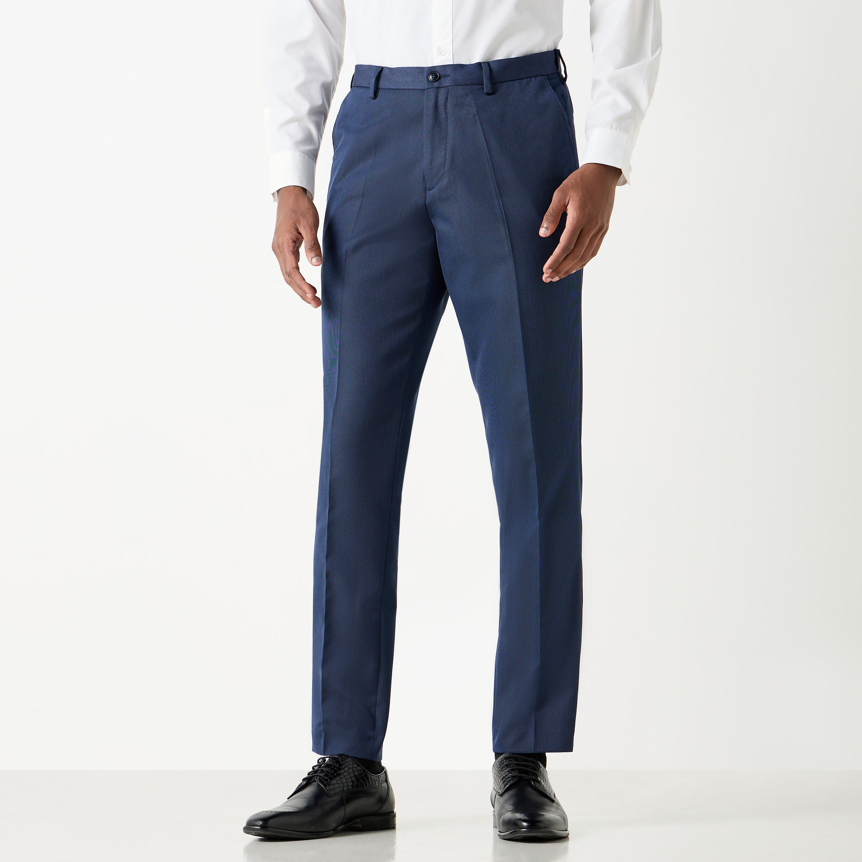 Slim Fit Textured Flexi Waist Trousers with Pockets-men-clothing-trousersandchinos-trousers-image-9