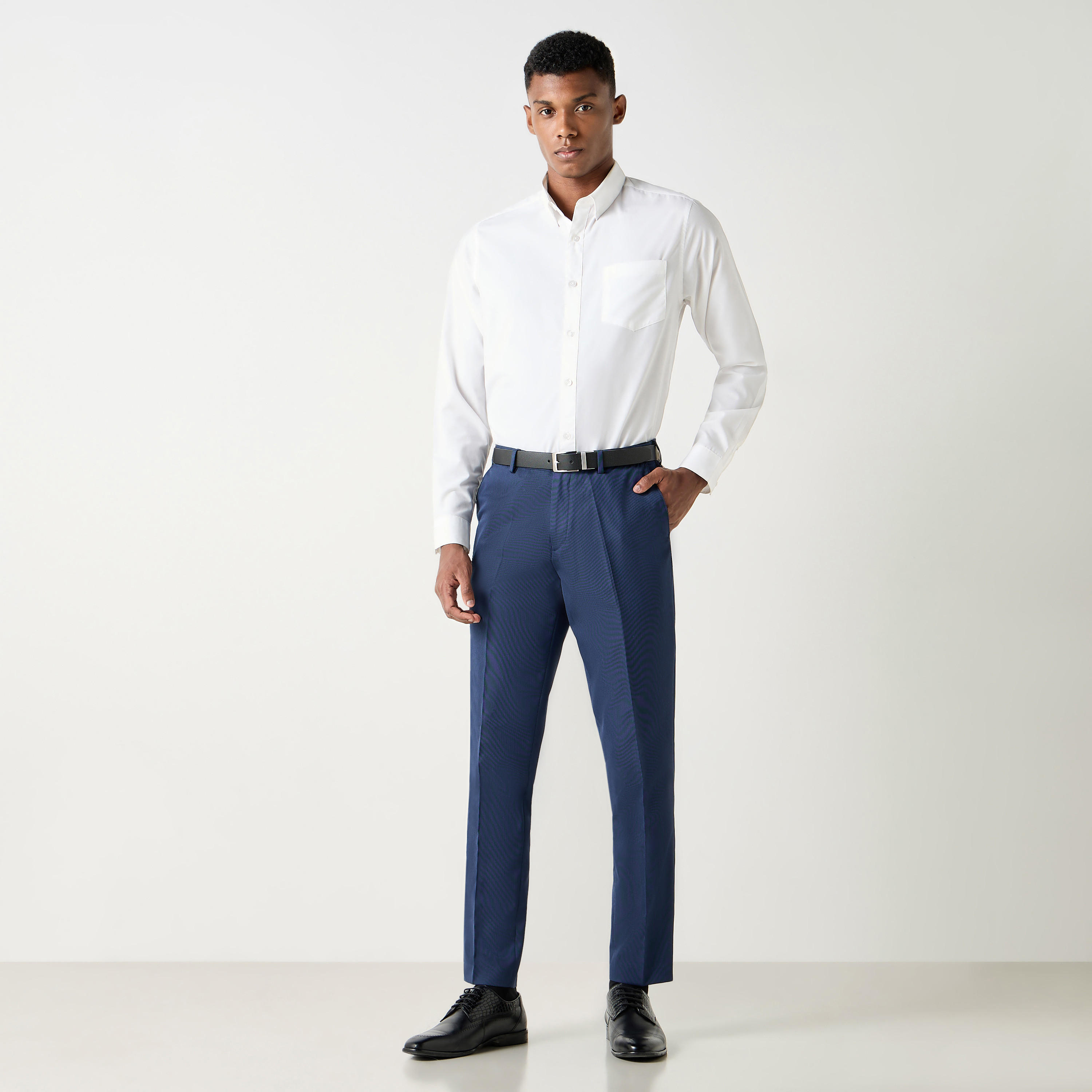 Slim Fit Textured Flexi Waist Trousers with Pockets-men-clothing-trousersandchinos-trousers-image-10