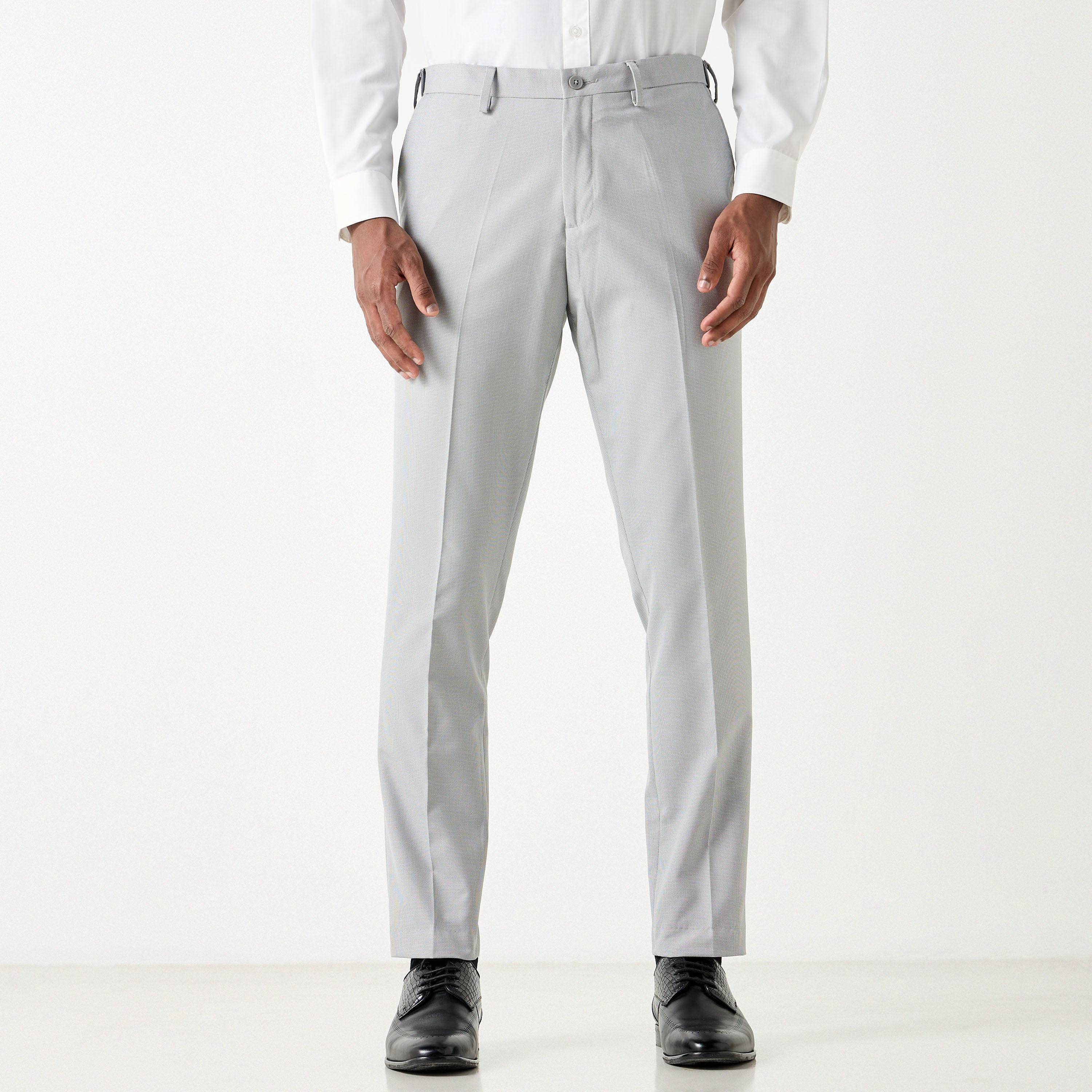 Slim Fit Textured Flexi Waist Trousers with Pockets-men-clothing-trousersandchinos-trousers-image-5