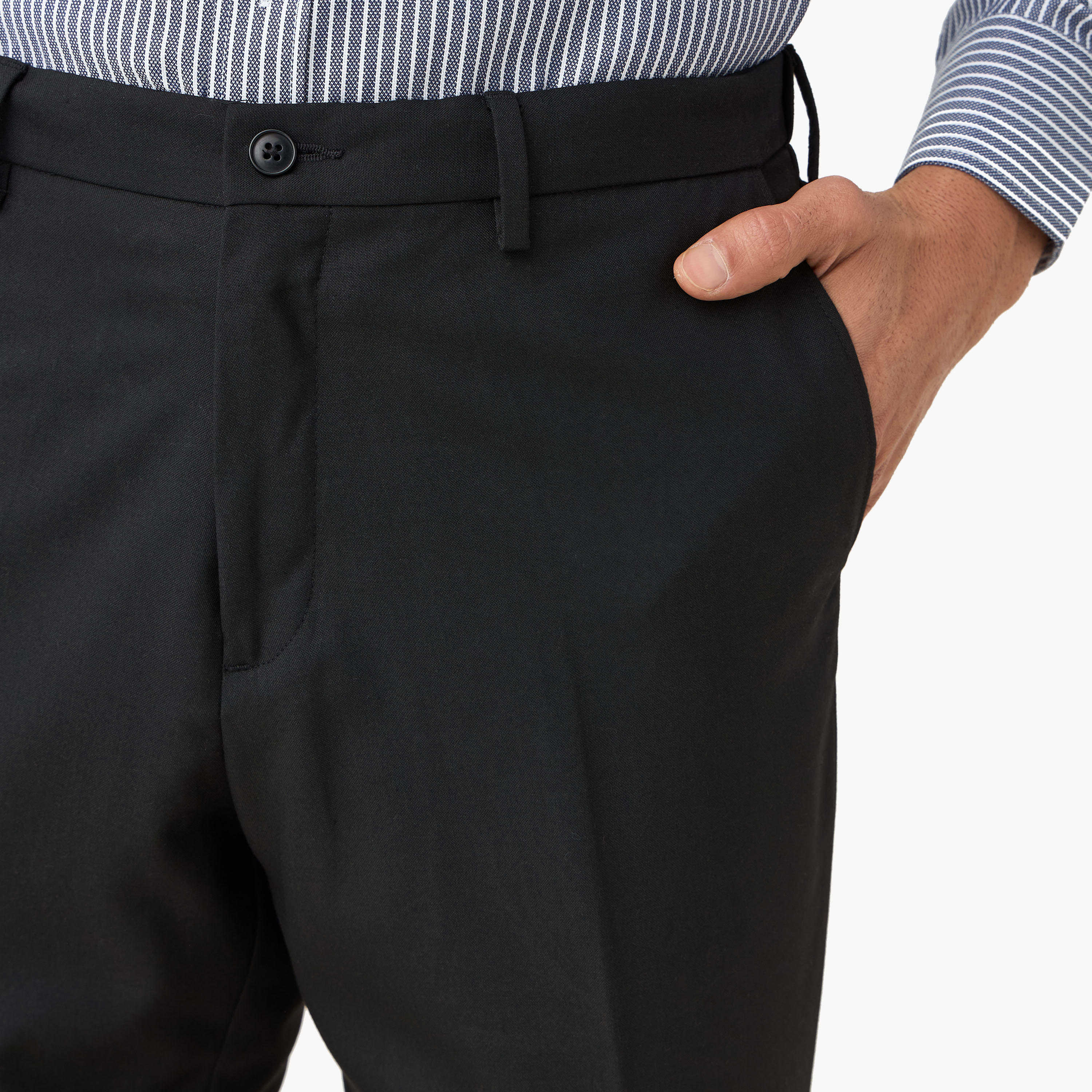 بنطلون بارز الملمس بقصة عادية وزر إغلاق وجيوب-men-clothing-bottoms-trousersandchinos-trousers-image-5