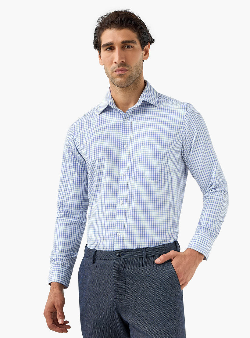 قميص كاروهات بأكمام طويلة وقصّة عادية وياقة-men-clothing-shirts-image-1