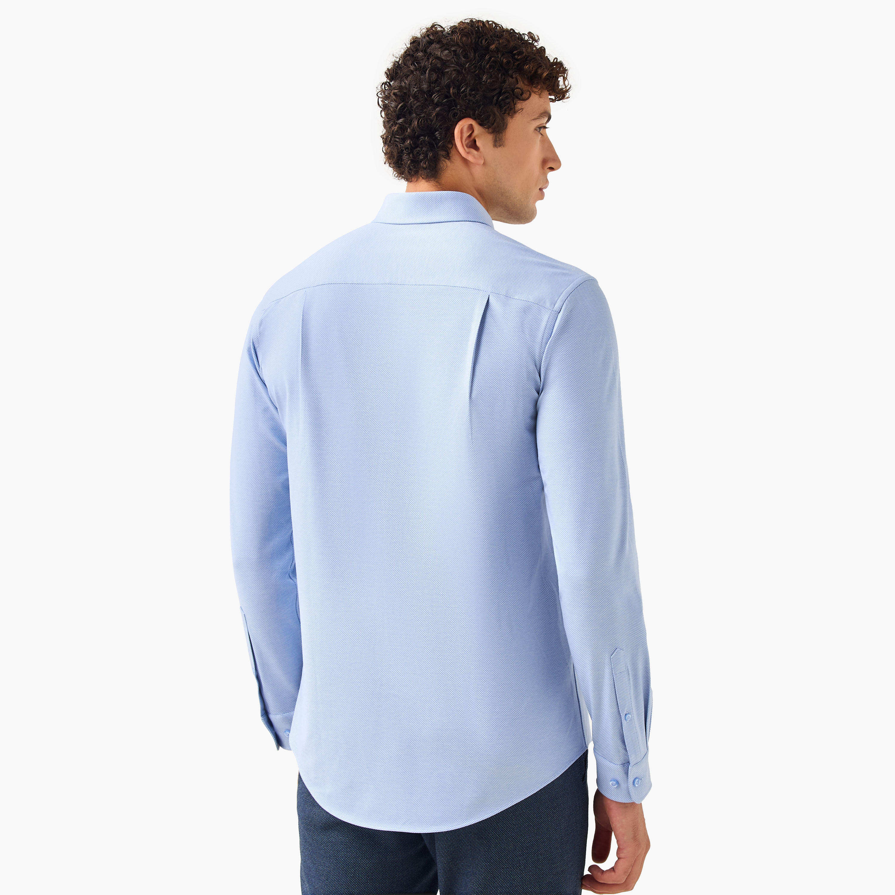 Slim Fit Textured Shirt with Long Sleeves-men-clothing-shirts-image-3