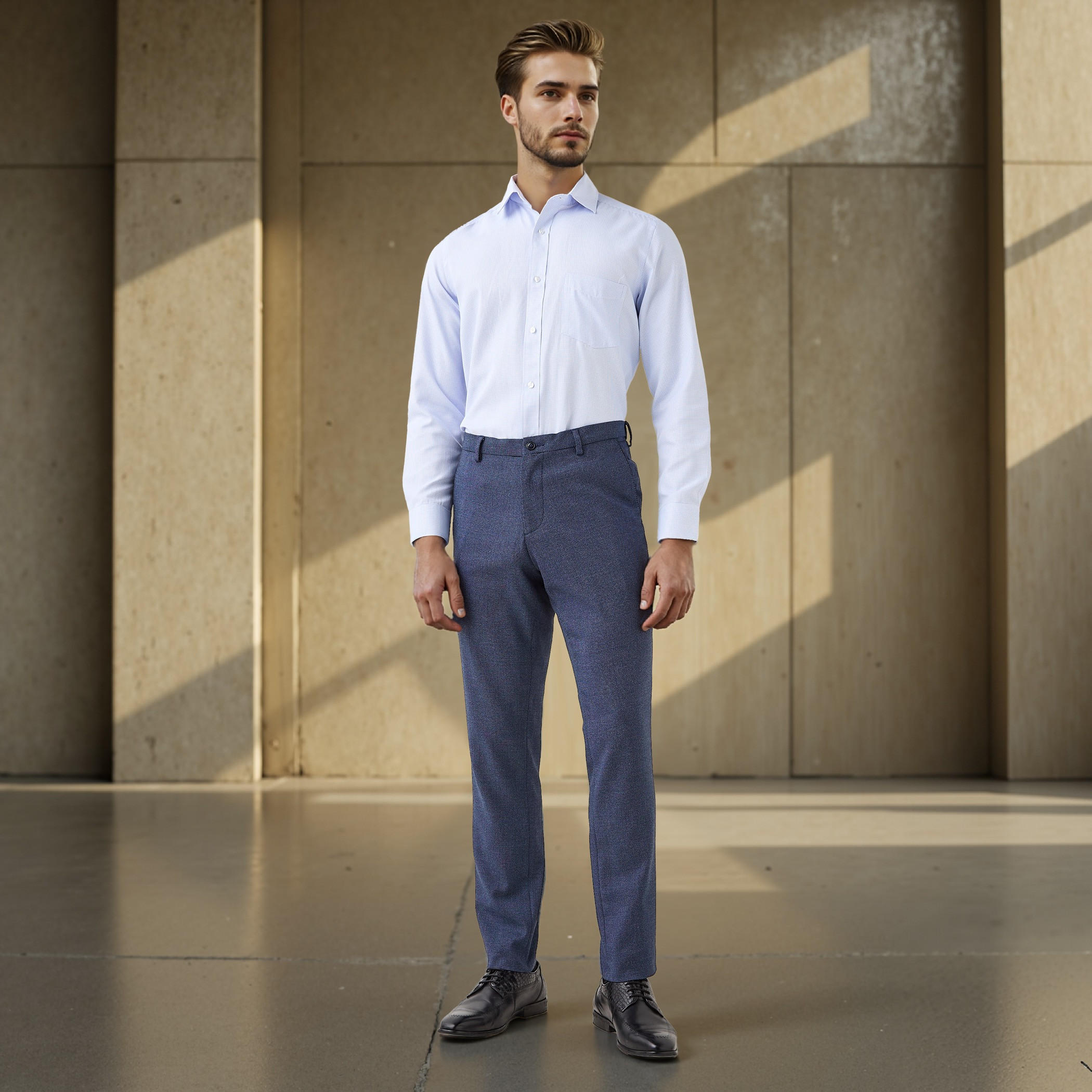 قميص كاروهات بقصة عادية وياقة وجيب على الصدر-men-clothing-shirts-image-5