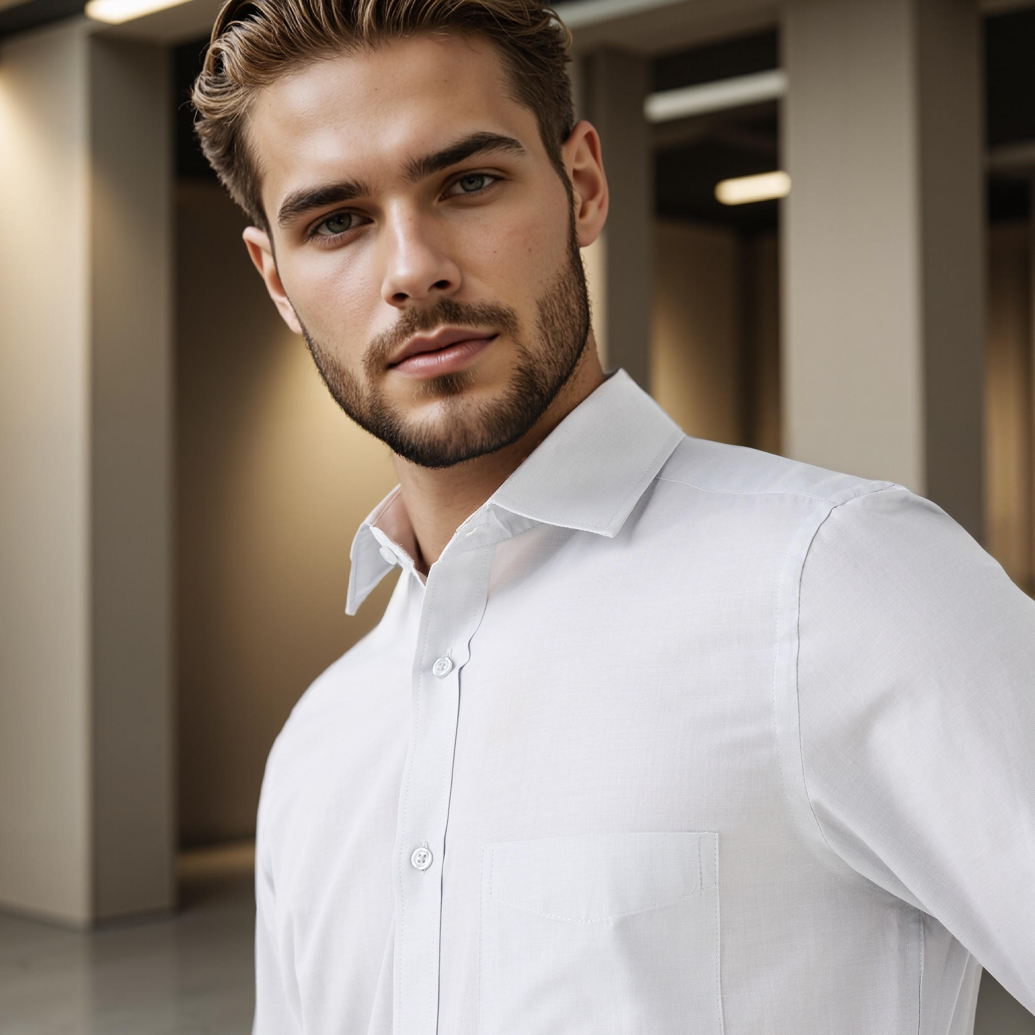 قميص كاروهات بقصة عادية وياقة وجيب على الصدر-men-clothing-shirts-image-3