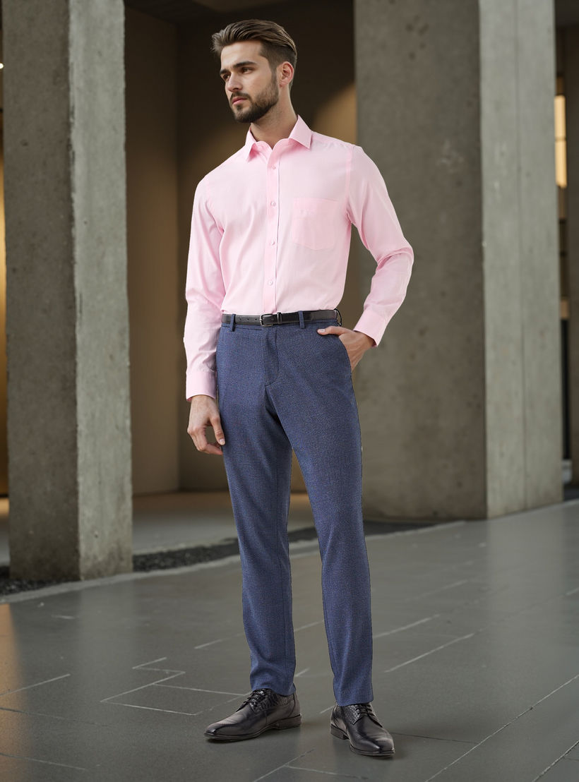 Regular Fit Checked Collared Shirt with Chest Pocket-men-clothing-shirts-image-2