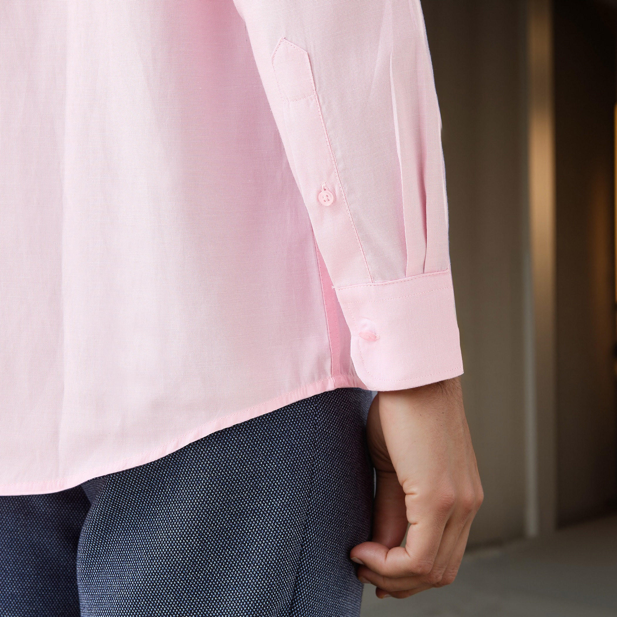 Regular Fit Checked Collared Shirt with Chest Pocket-men-clothing-shirts-image-5