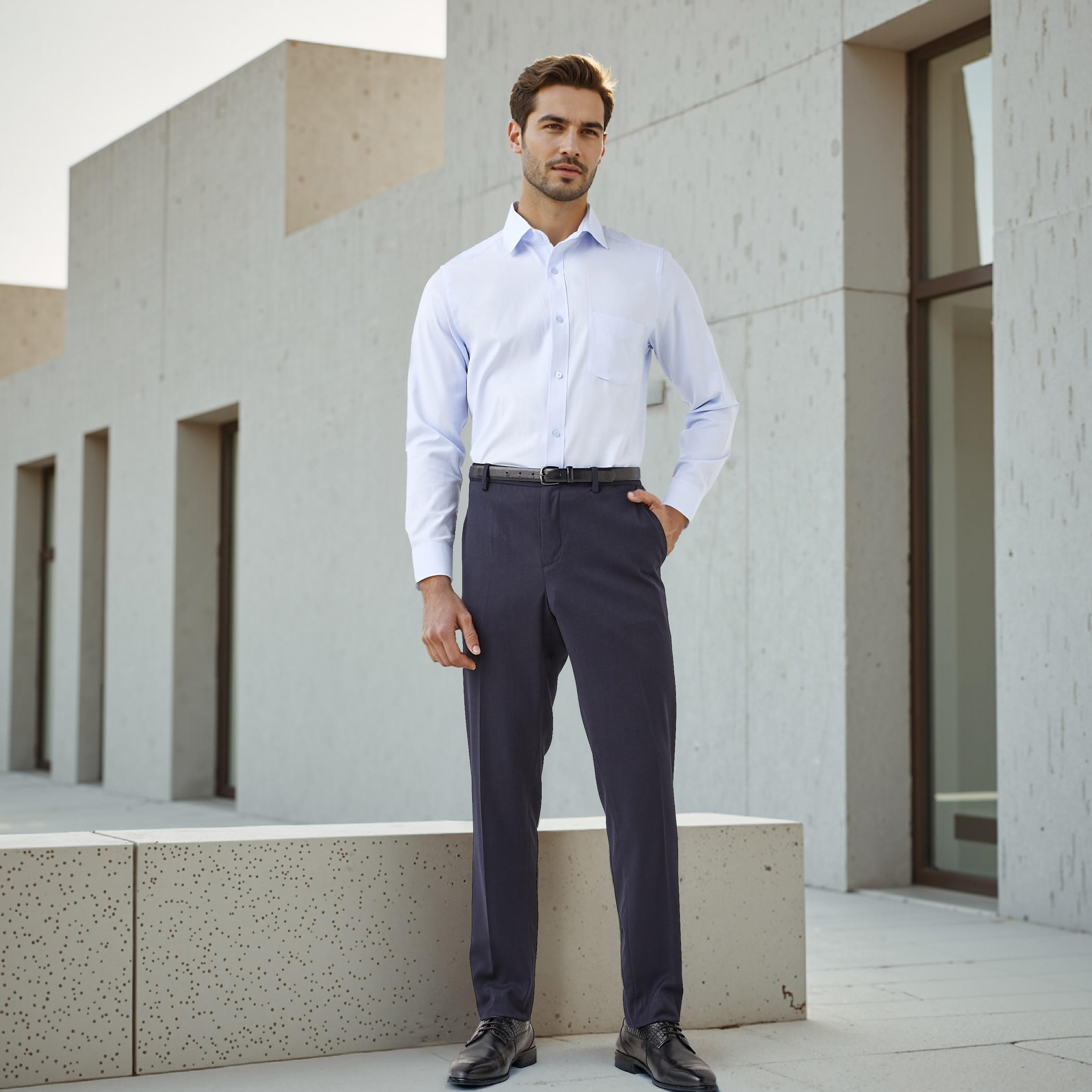 Regular Fit Striped Collared Shirt with Chest Pocket-men-clothing-shirts-image-2