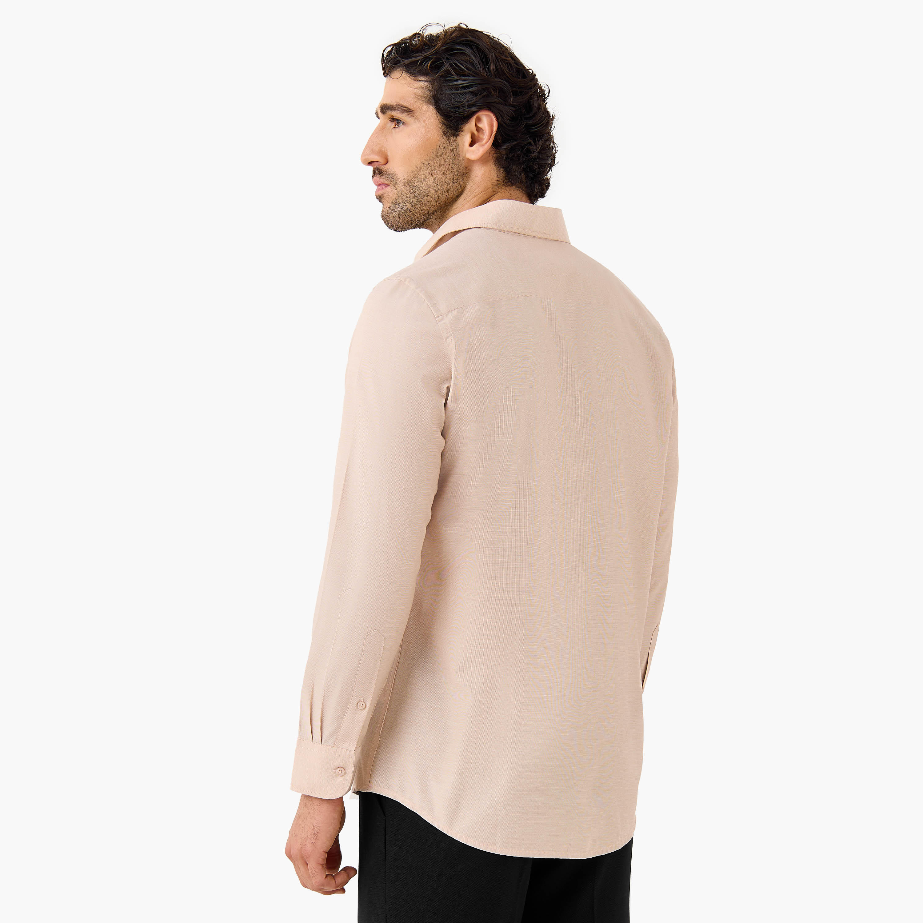 Regular Fit Striped Collared Shirt with Chest Pocket-men-clothing-shirts-image-3