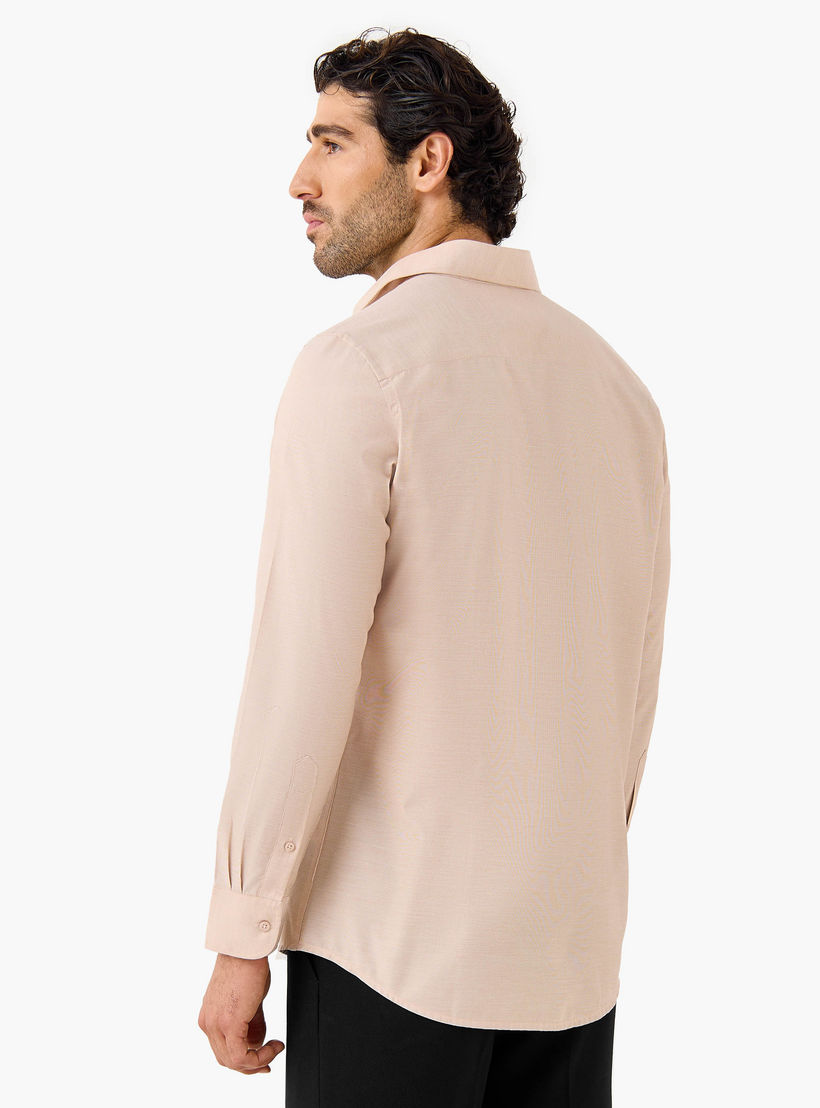 Regular Fit Striped Collared Shirt with Chest Pocket-men-clothing-shirts-image-3
