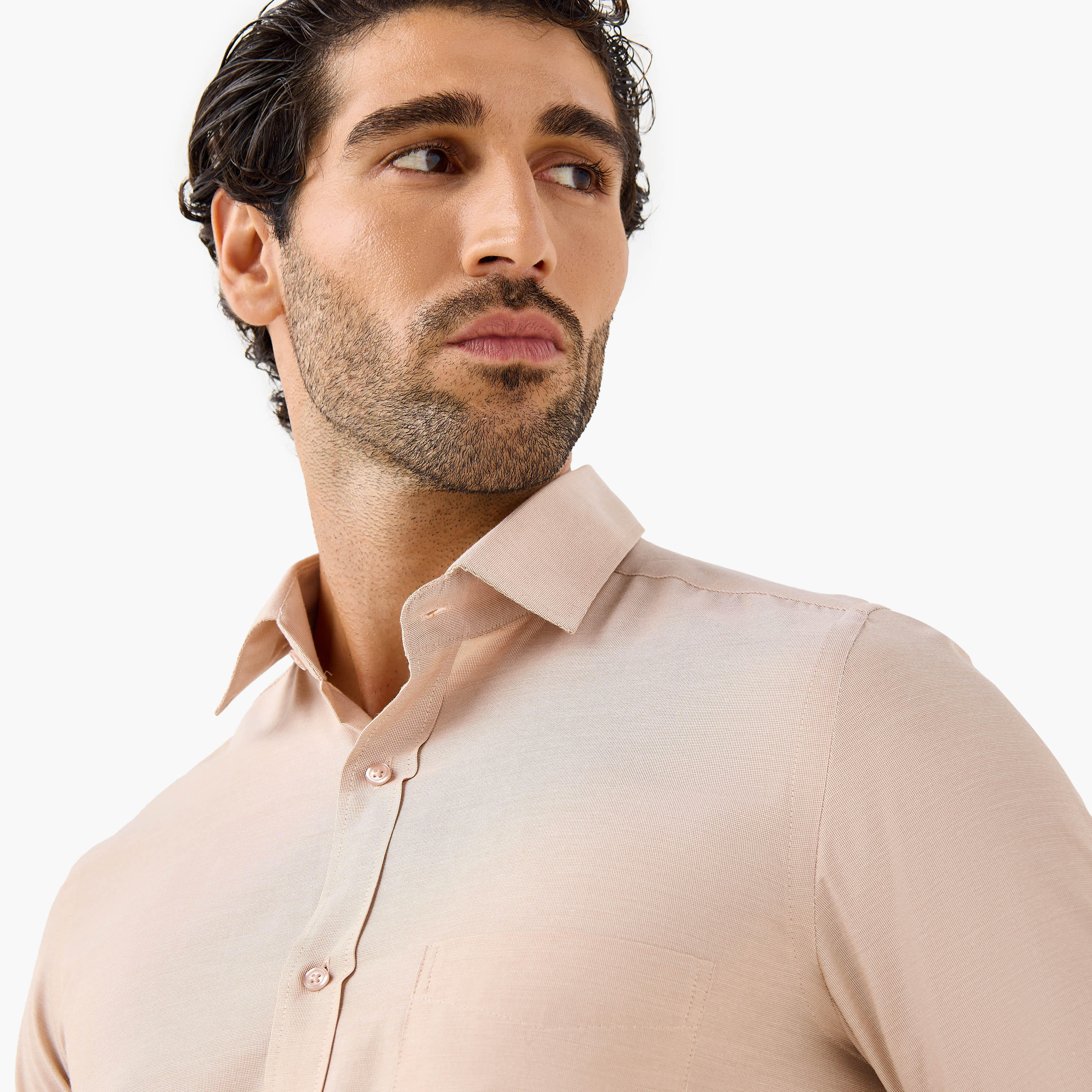 Regular Fit Striped Collared Shirt with Chest Pocket-men-clothing-shirts-image-4