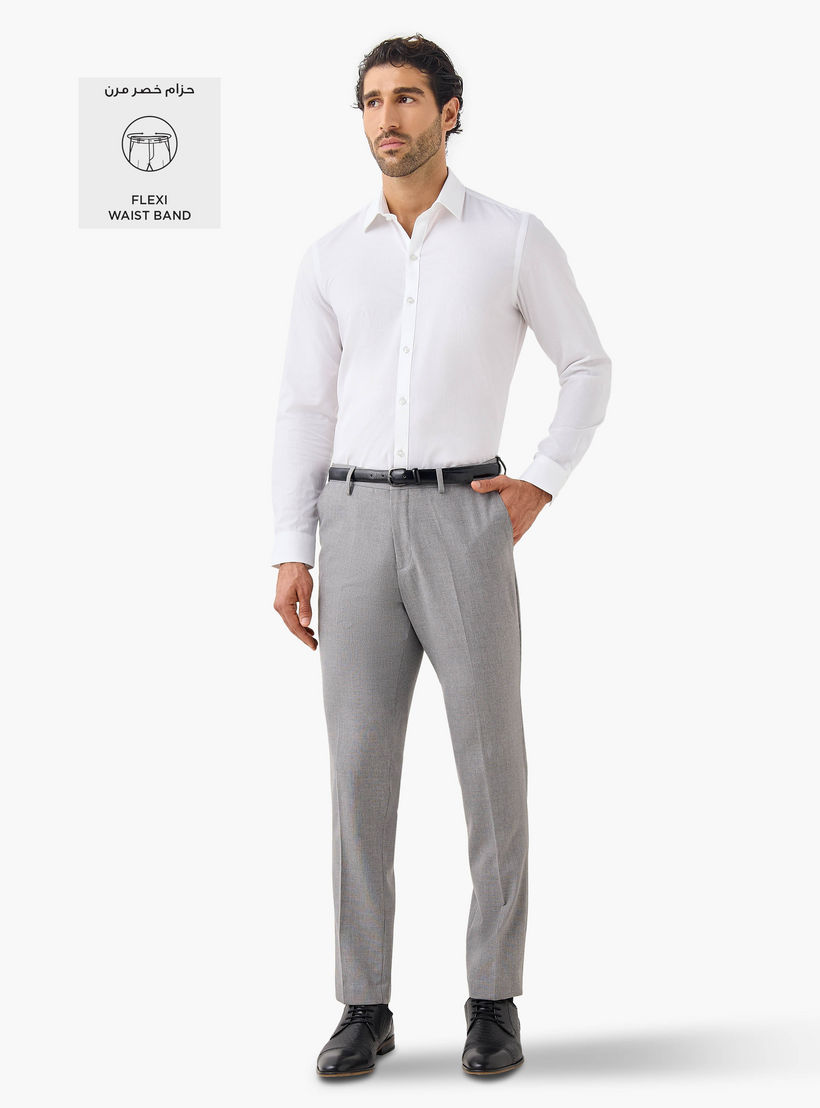 Textured Flexi Waist Slim Fit Trousers-men-clothing-bottoms-trousersandchinos-trousers-image-2