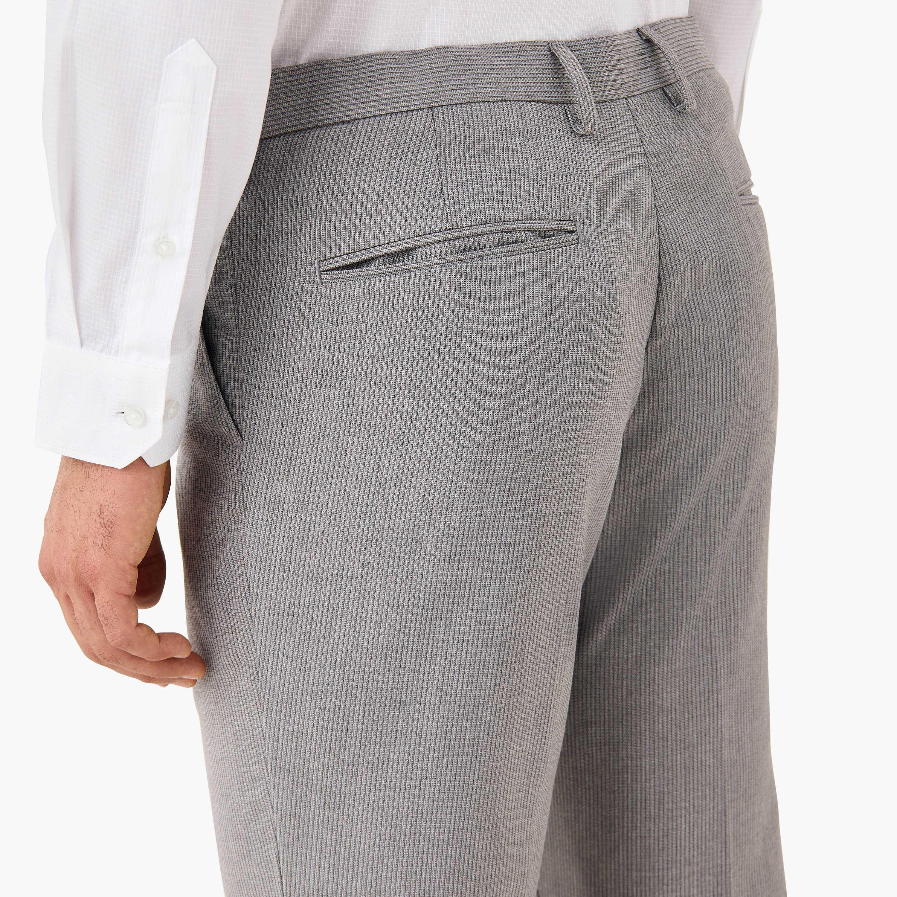 Textured Flexi Waist Slim Fit Trousers-men-clothing-bottoms-trousersandchinos-trousers-image-5