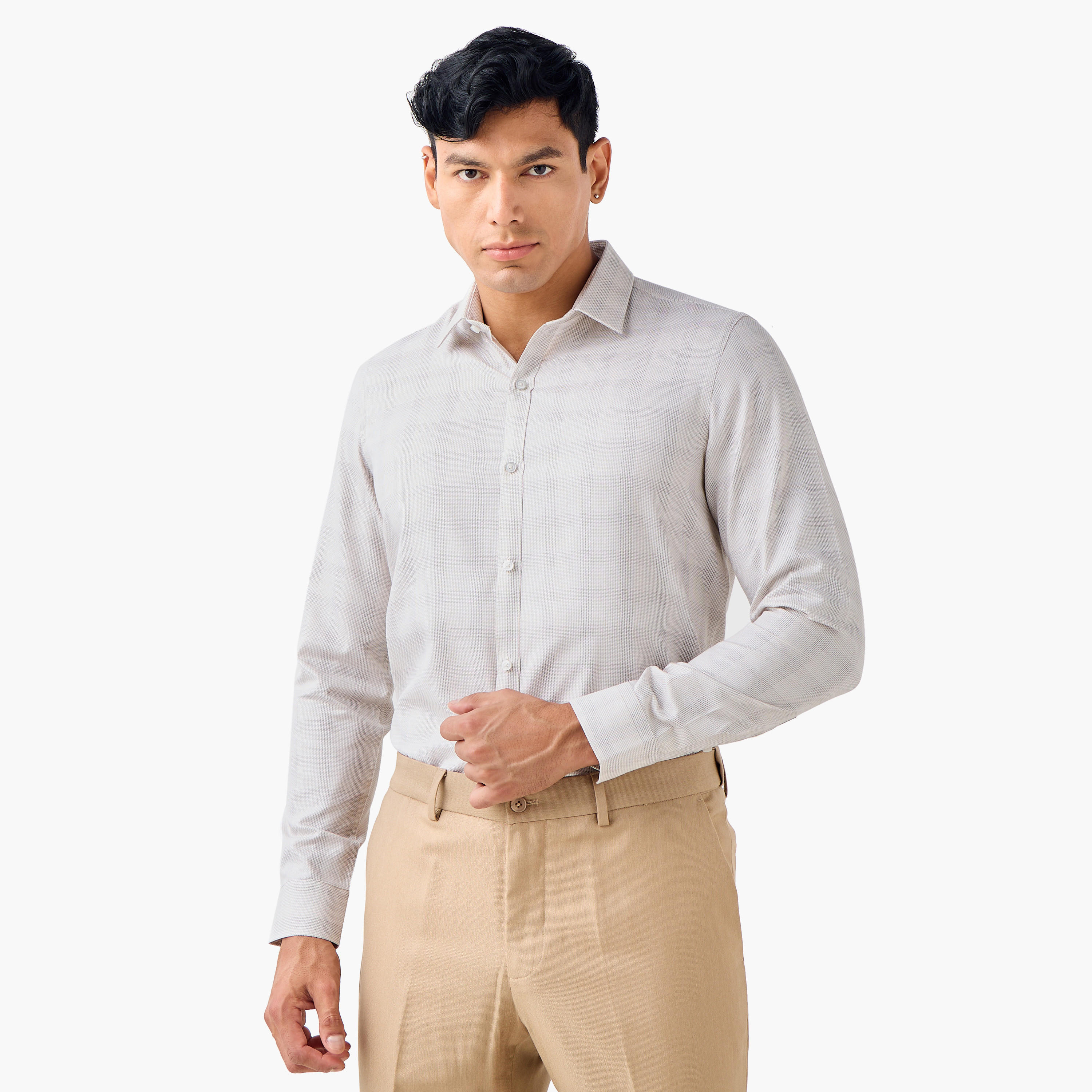 Regular Fit Checked Collared Shirt-men-clothing-shirts-image-1
