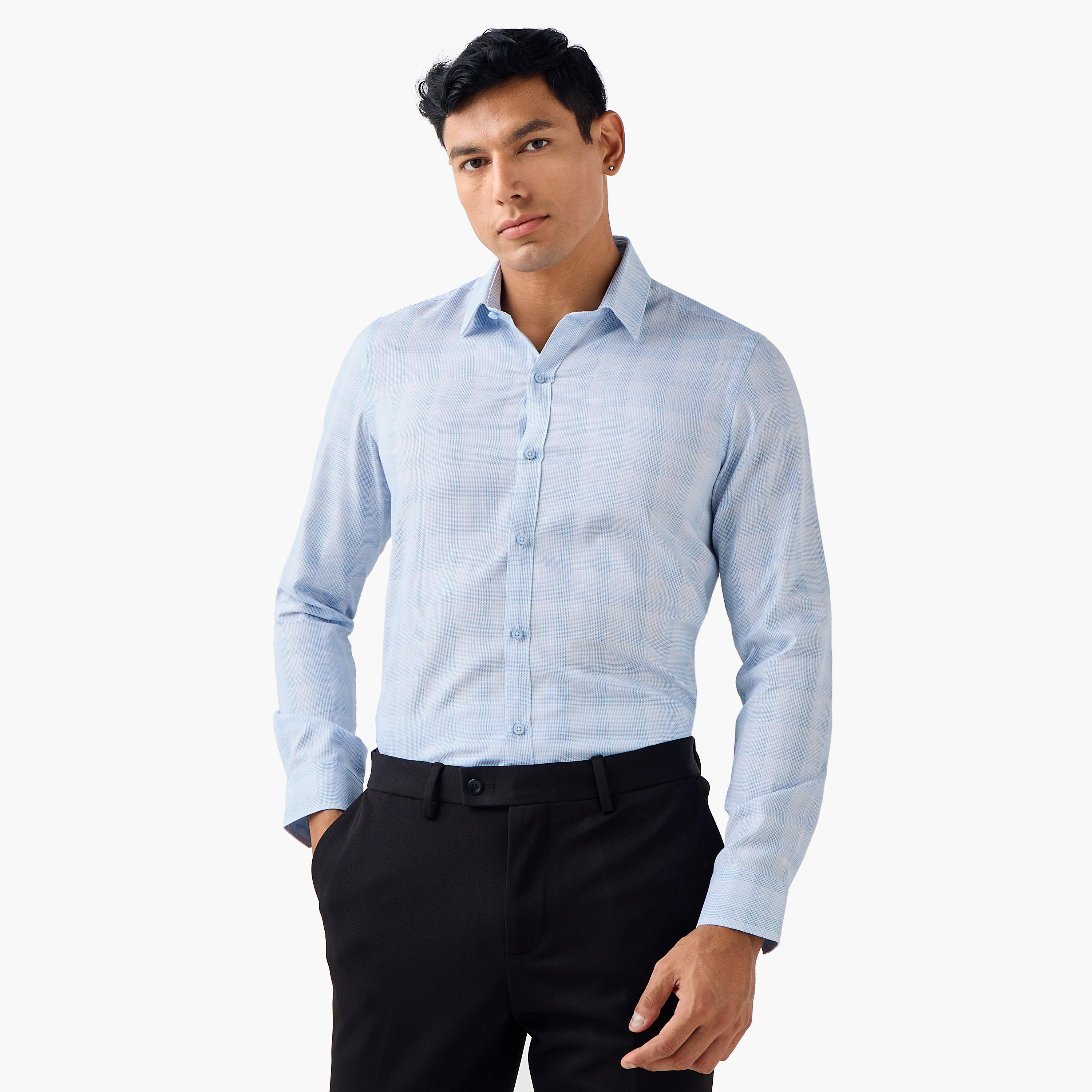 قميص كاروهات بقصة عادية وياقة عادية-men-clothing-shirts-image-6