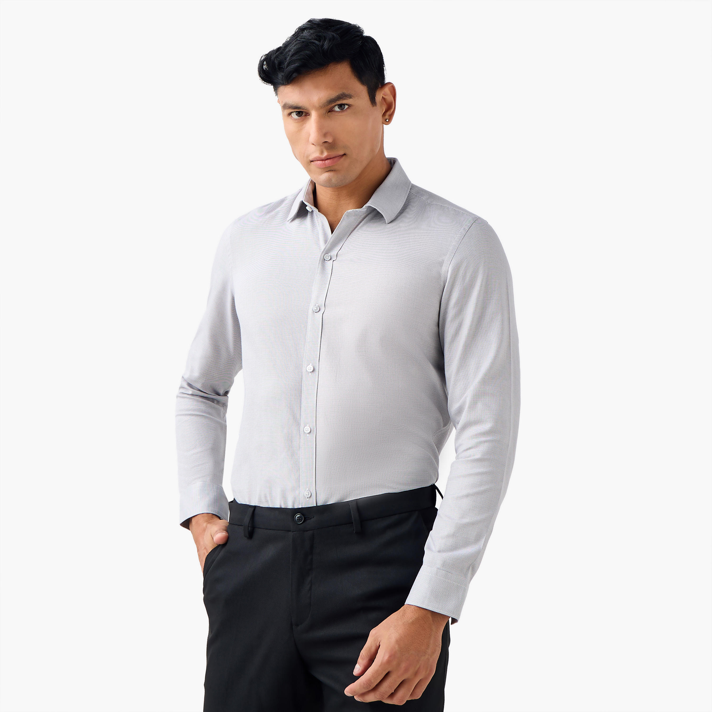Regular Fit Textured Collared Shirt-men-clothing-shirts-image-1