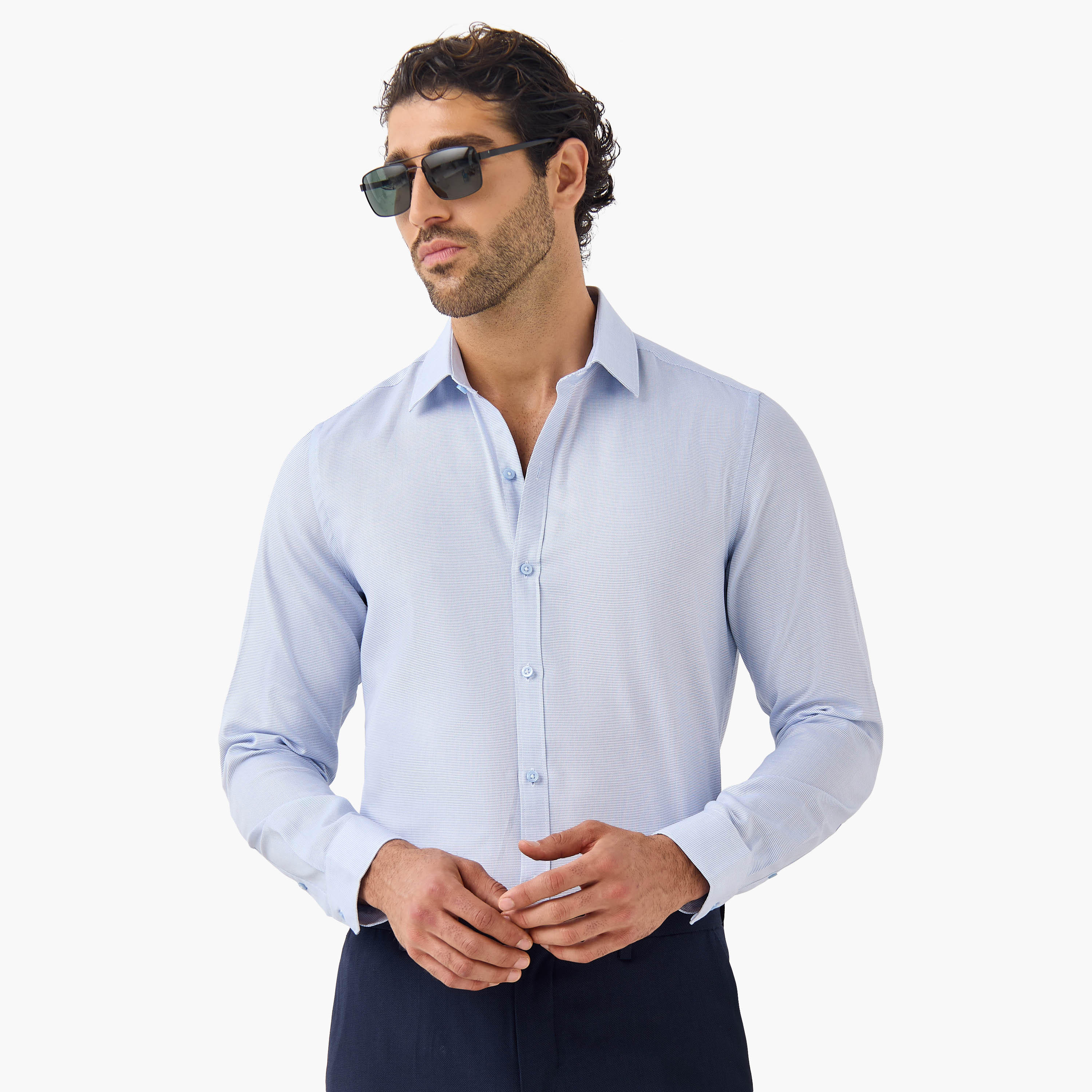 Regular Fit Textured Collared Shirt-men-clothing-shirts-image-1